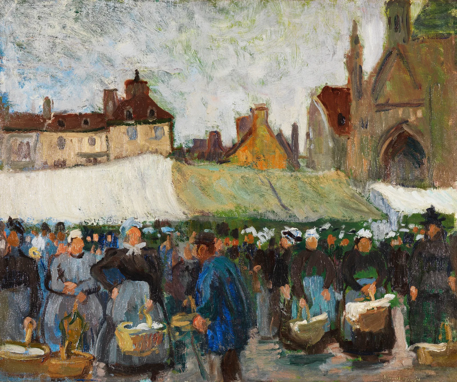 Marche A Falaise Markt In Falaise Wall Art by Raoul Dufy - Canvas Print