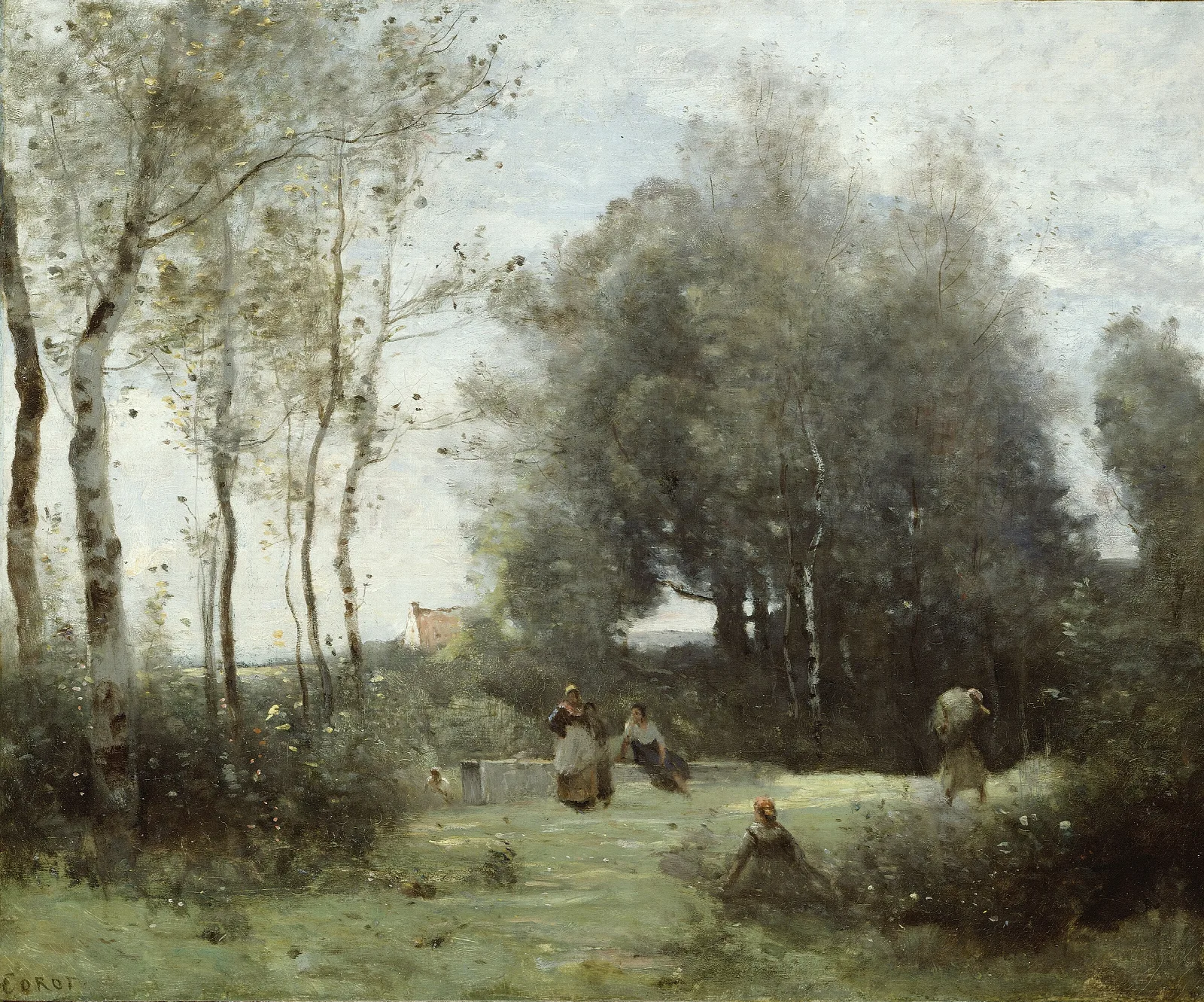 Arleux Palluel The Bridge Of Trysts Wall Art by Jean-Baptiste-Camille Corot - Canvas Print