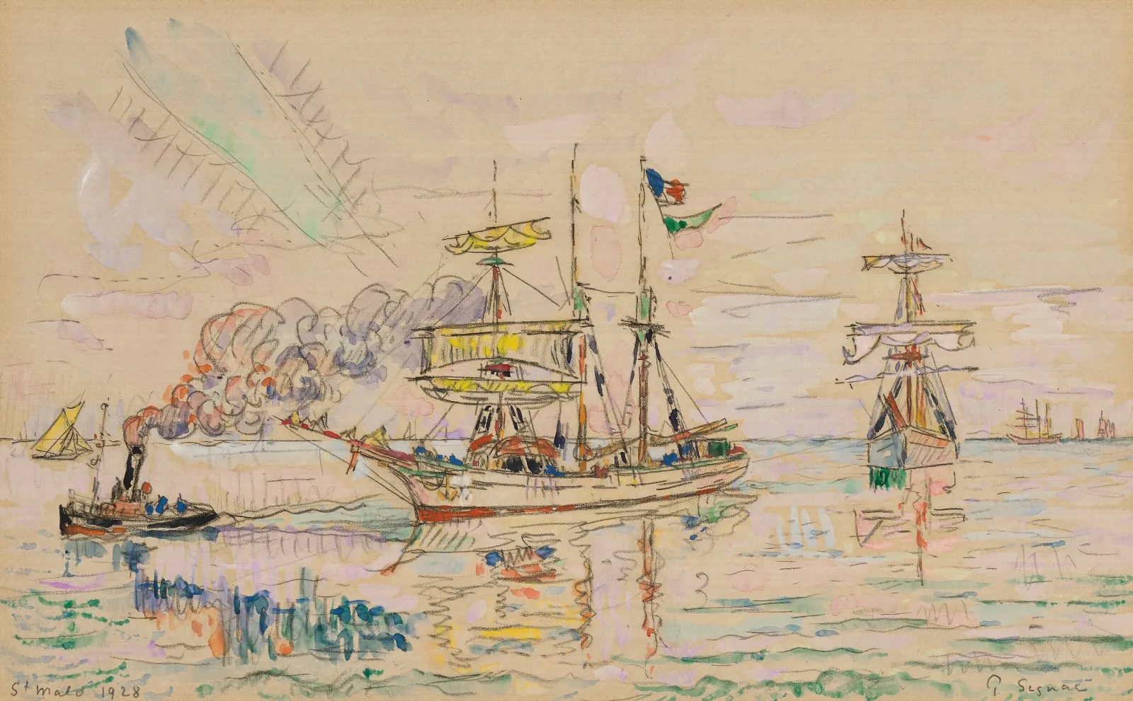 Saint Malo Les Terreneuvas Wall Art by Paul Signac - Canvas Print