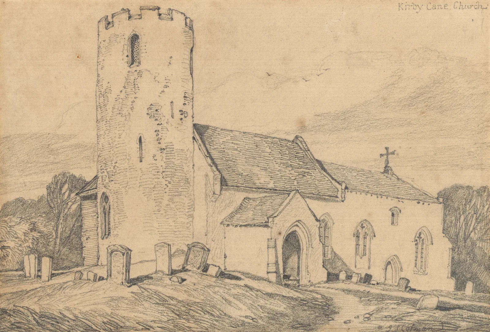 Kirby Cane Church Suffolk Wall Art by John Sell Cotman - Canvas Print