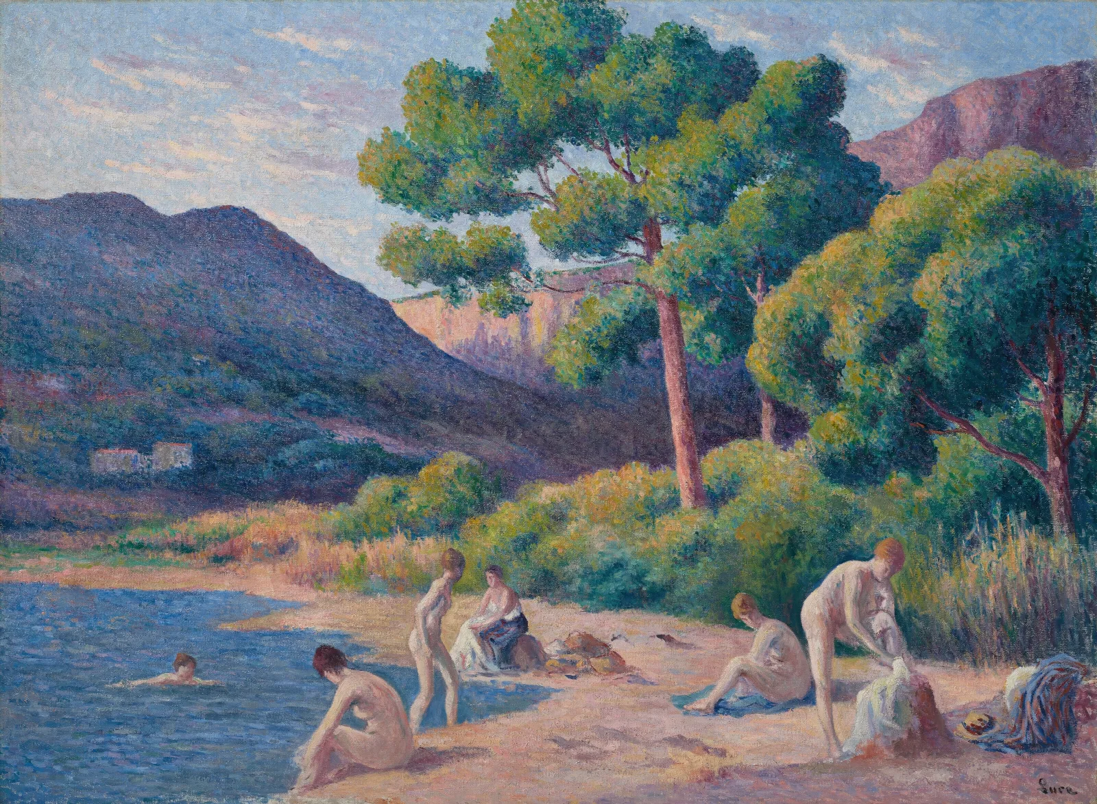 Baigneurs A Saint Tropez Wall Art by Maximilien Luce - Canvas Print