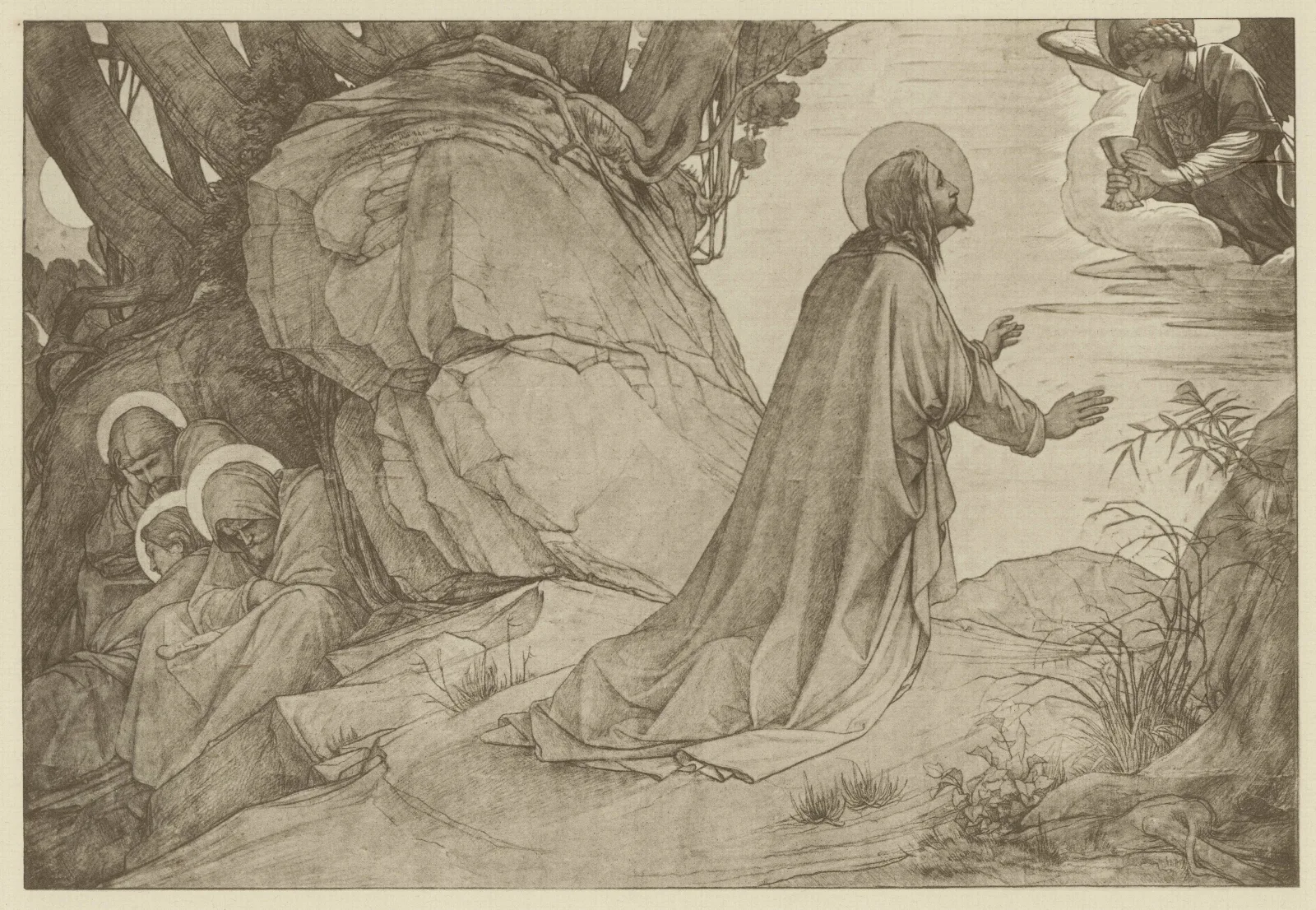 Christus Am Oelberg Wall Art by Eduard von Steinle - Canvas Print