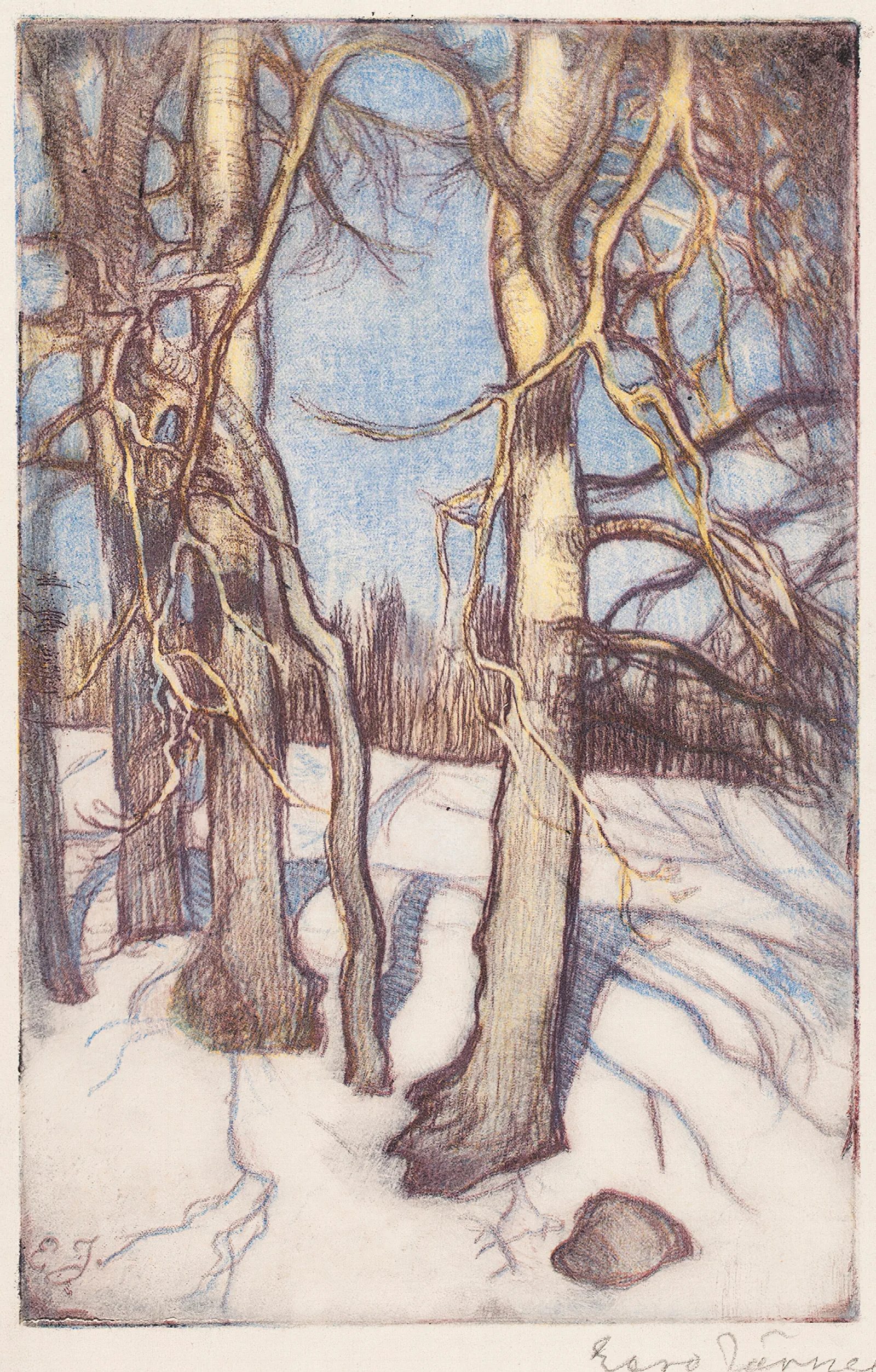 Trees In Winter Wall Art by Eero Järnefelt - Canvas Print