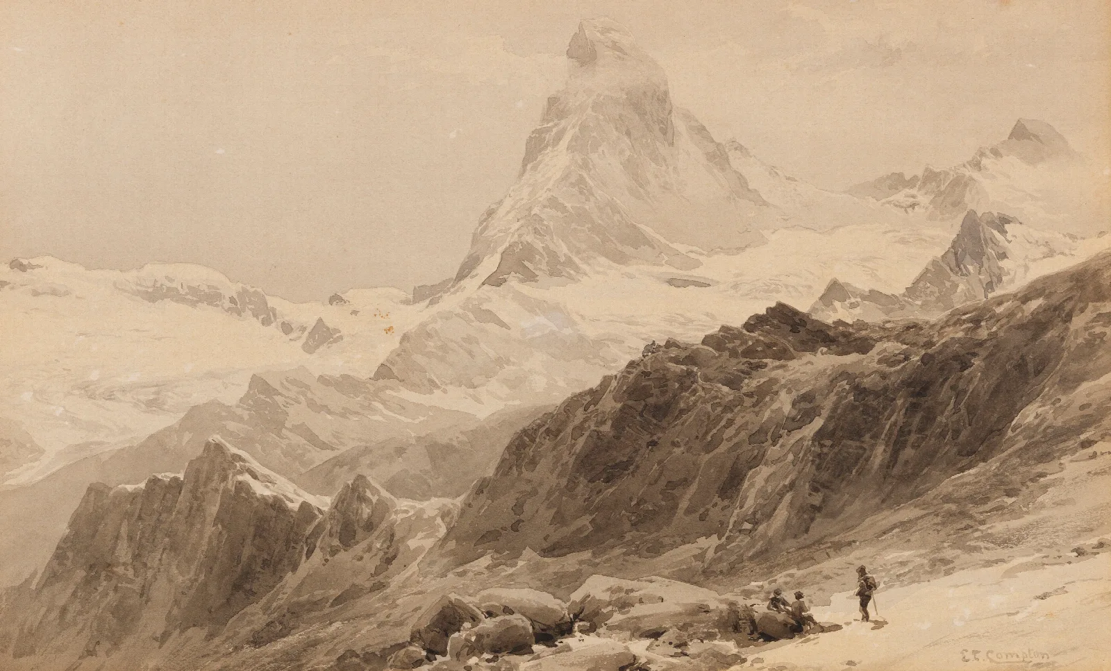Das Matterhorn Von Der Triftkumme 2 Wall Art by Edward Theodore Compton - Canvas Print