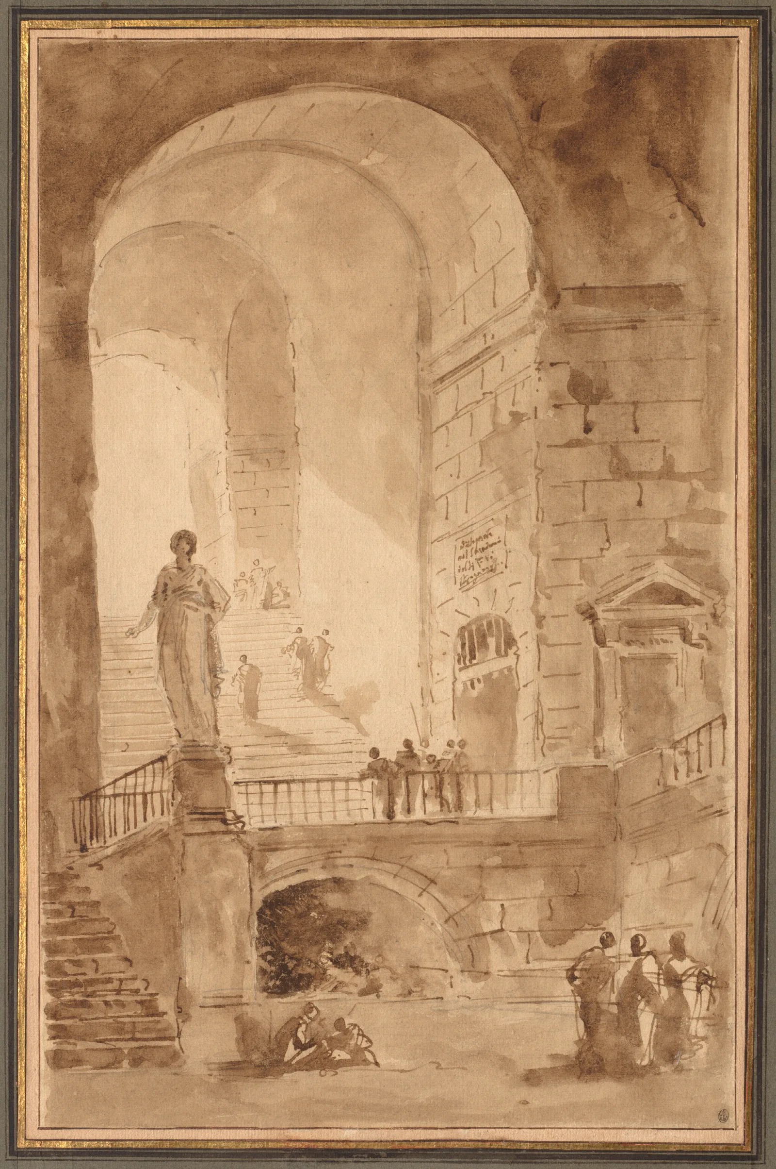 Vaulted Staircase Wall Art by Hubert Robert - Canvas Print