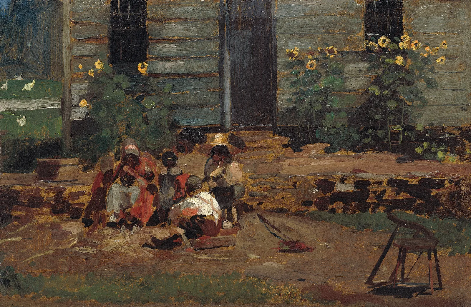 Sketch Of A Cottage Yard Wall Art by Winslow Homer - Canvas Print