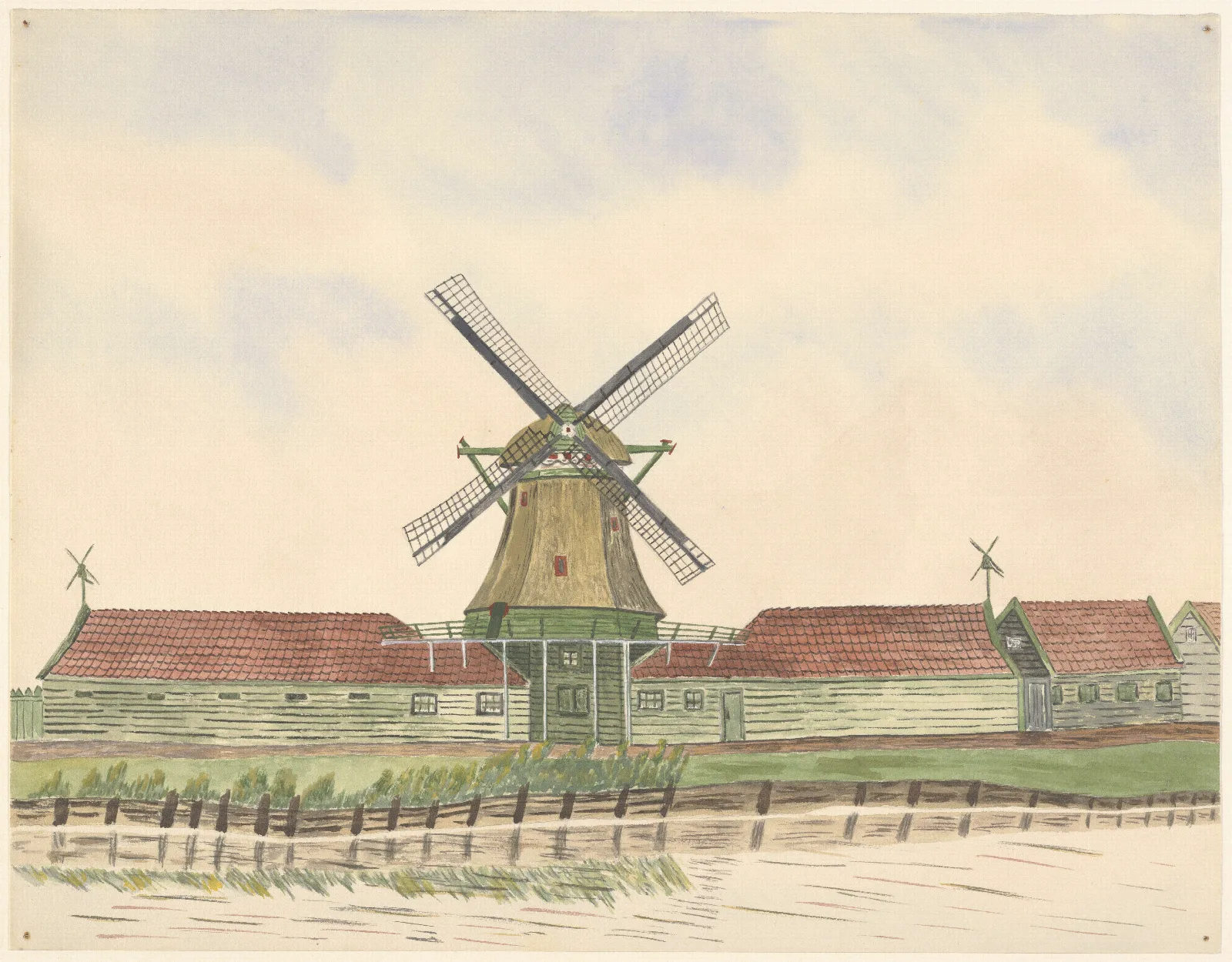 Oliemolen Het Vette Schaap Met Schuren Wall Art by Johannes Nicolaas Eijman - Canvas Print