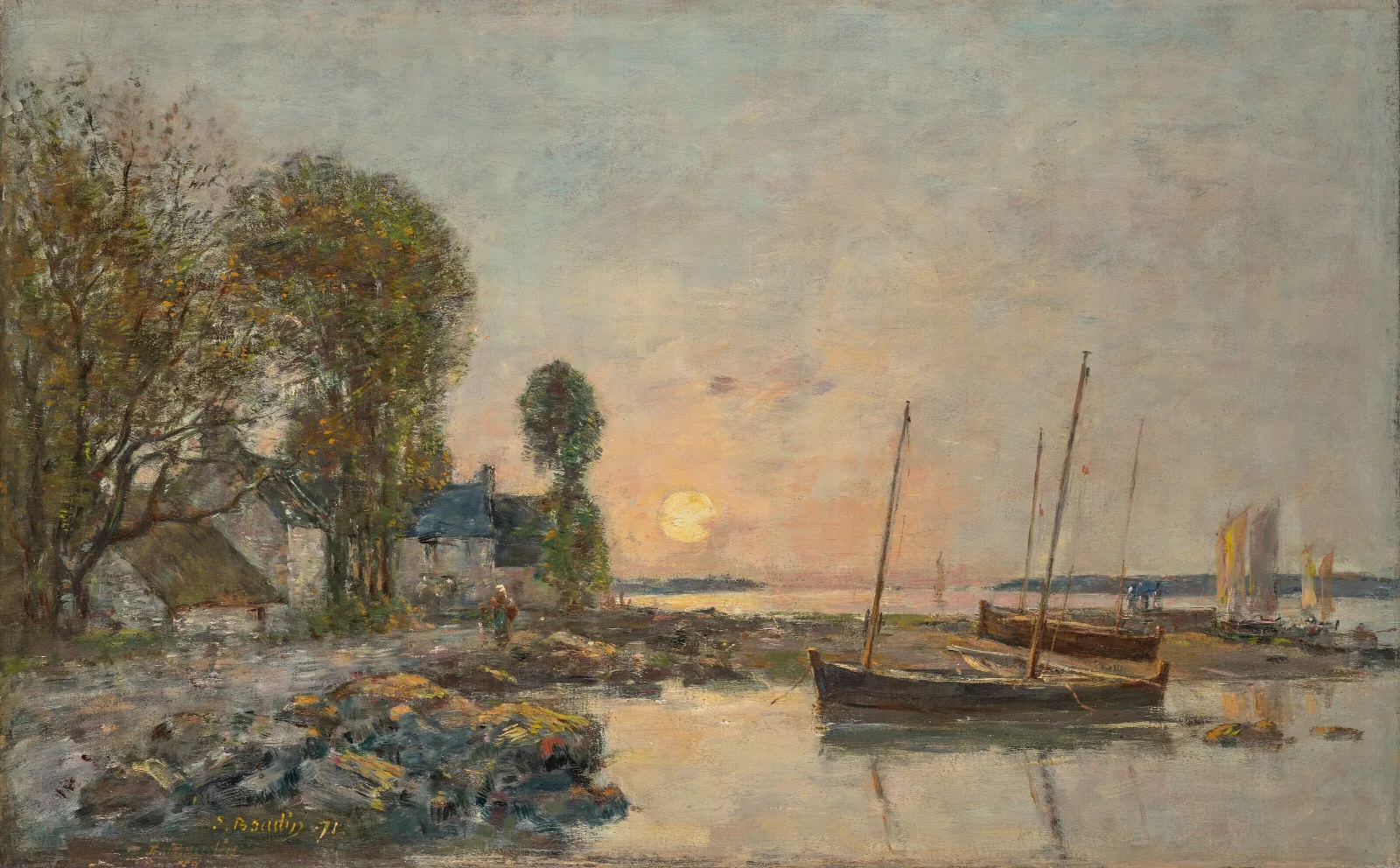 Plougastel Le Passage Du Bac 2 Wall Art by Eugène Boudin - Canvas Print