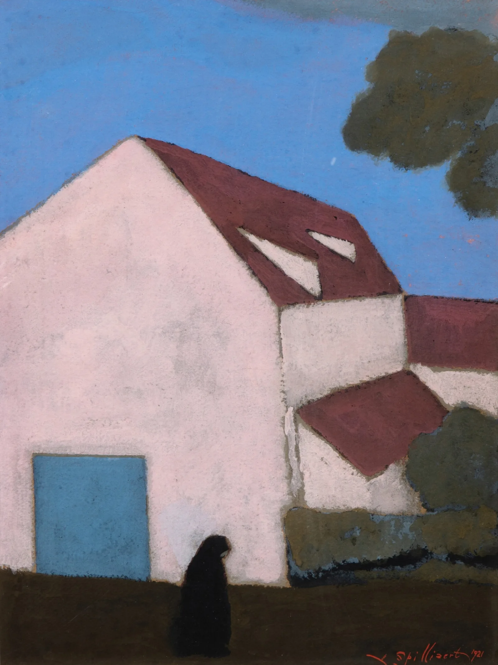 Ferme A La Facade Rose Silhouette De Femme Wall Art by Léon Spilliaert - Canvas Print