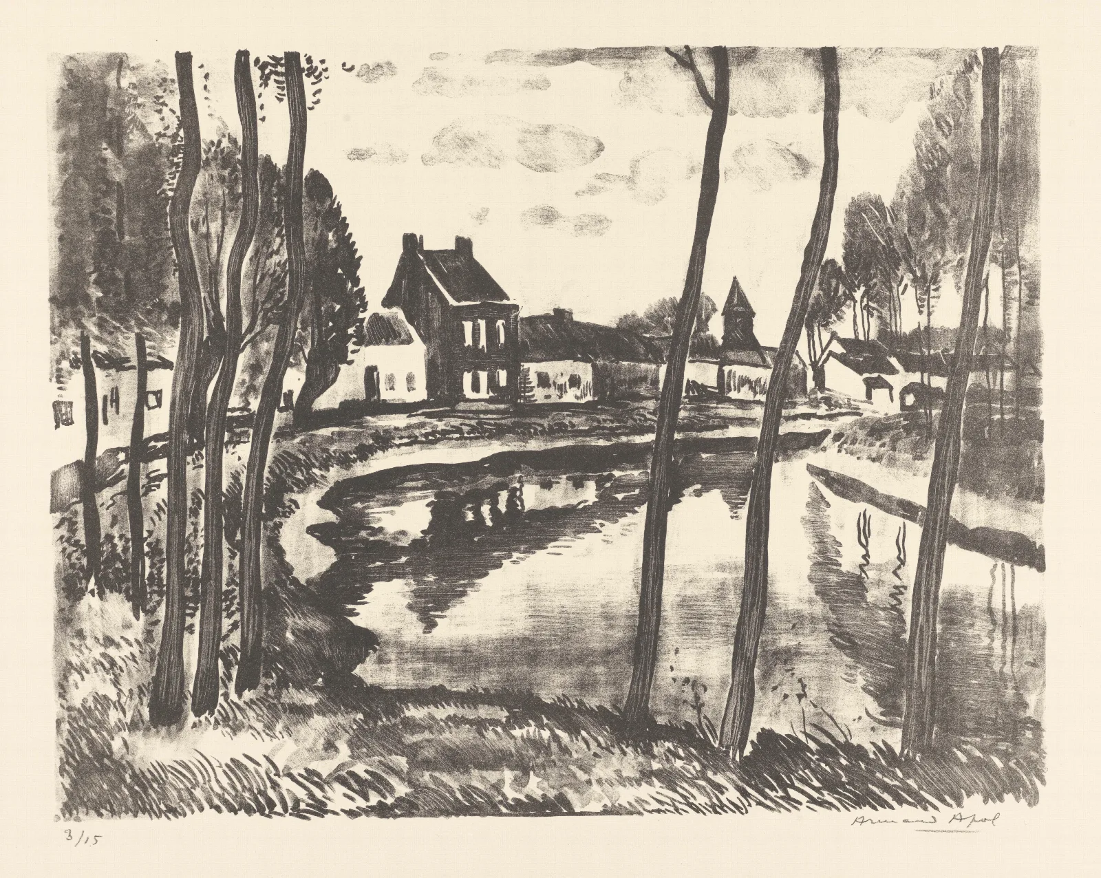 Canal Et Village Wall Art by Armand Apol - Canvas Print