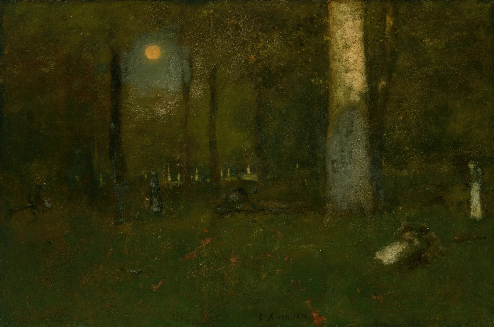 Picnic In The Woods Montclair New Jersey Wall Art by George Inness - Canvas Print