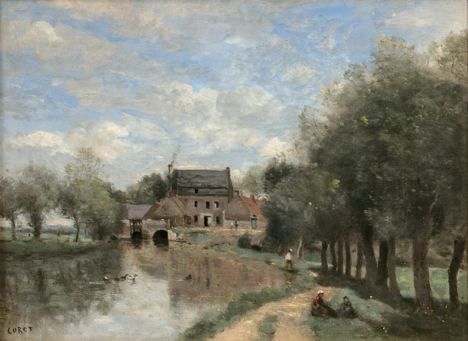 Arleux Du Nord Le Moulin Drocourt Sur La Sensee Wall Art by Jean-Baptiste-Camille Corot - Canvas Print
