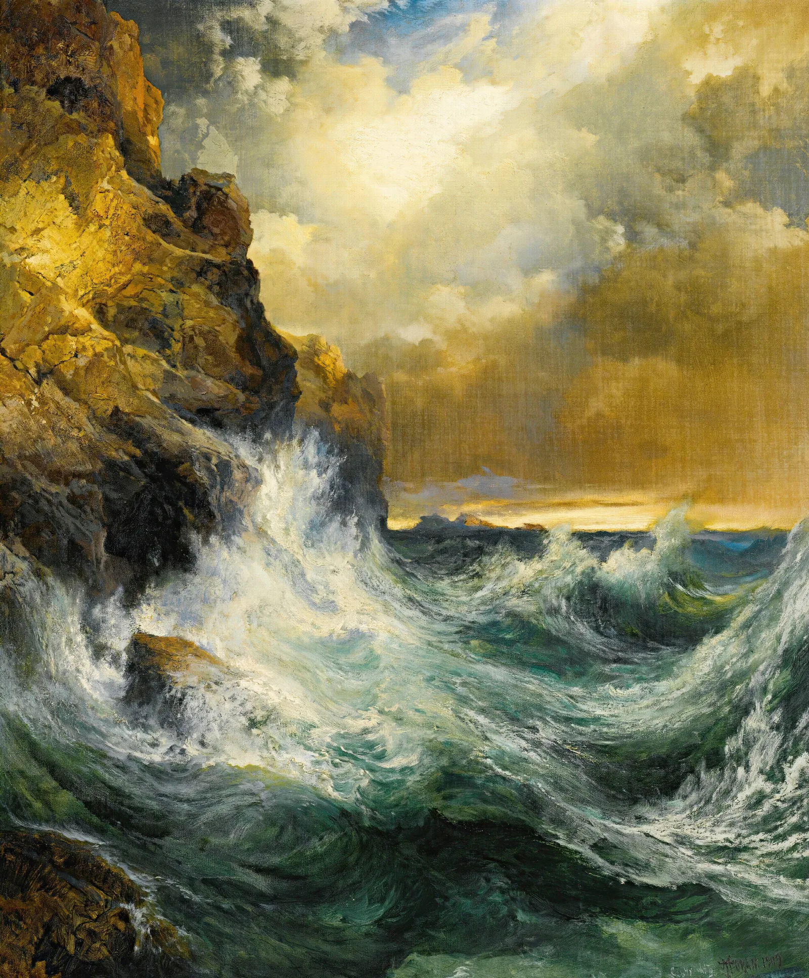 The Receding Wave Wall Art by Thomas Moran - Canvas Print