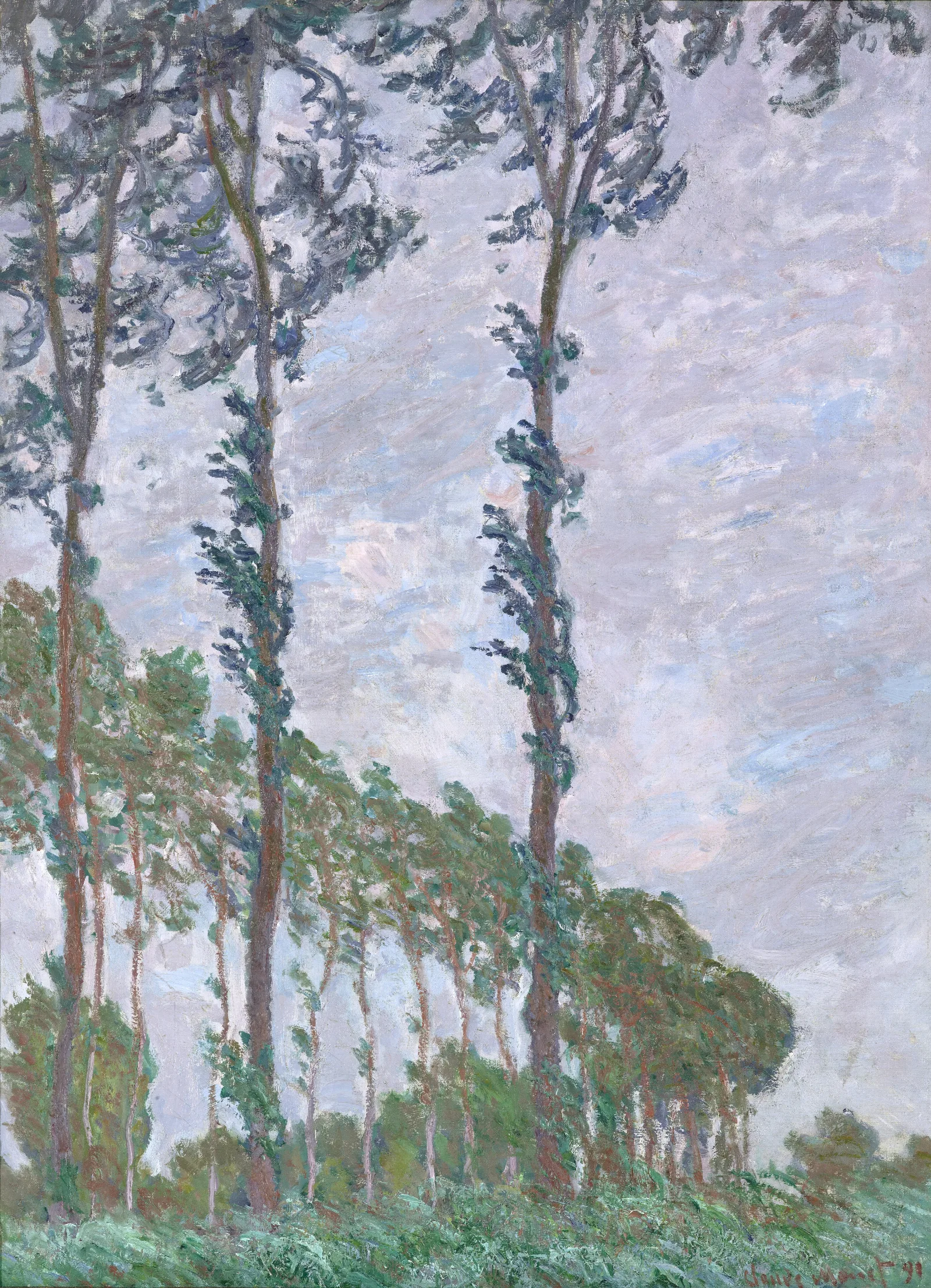 Wind Effect Series Of The Poplars Wall Art by Claude Monet - Canvas Print