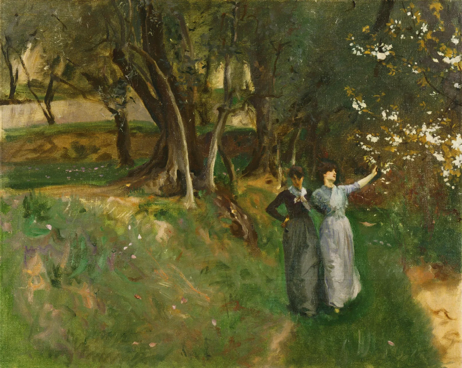 Landscape With Women In Foreground Wall Art by John Singer Sargent - Canvas Print