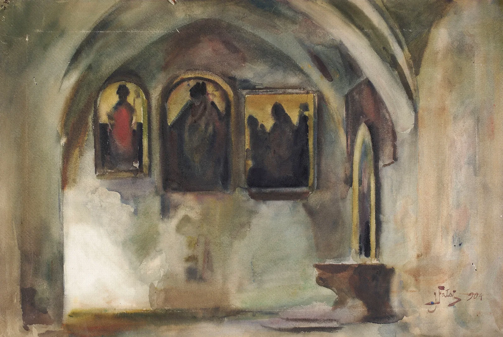 Cloister Of The Franciscan Church In Krakow Wall Art by Julian Falat - Canvas Print