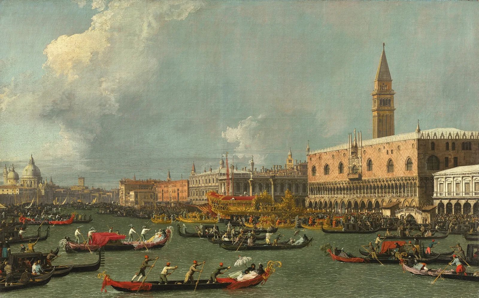 Venice The Return Of The Bucintoro On Ascension Day Wall Art by Canaletto - Canvas Print