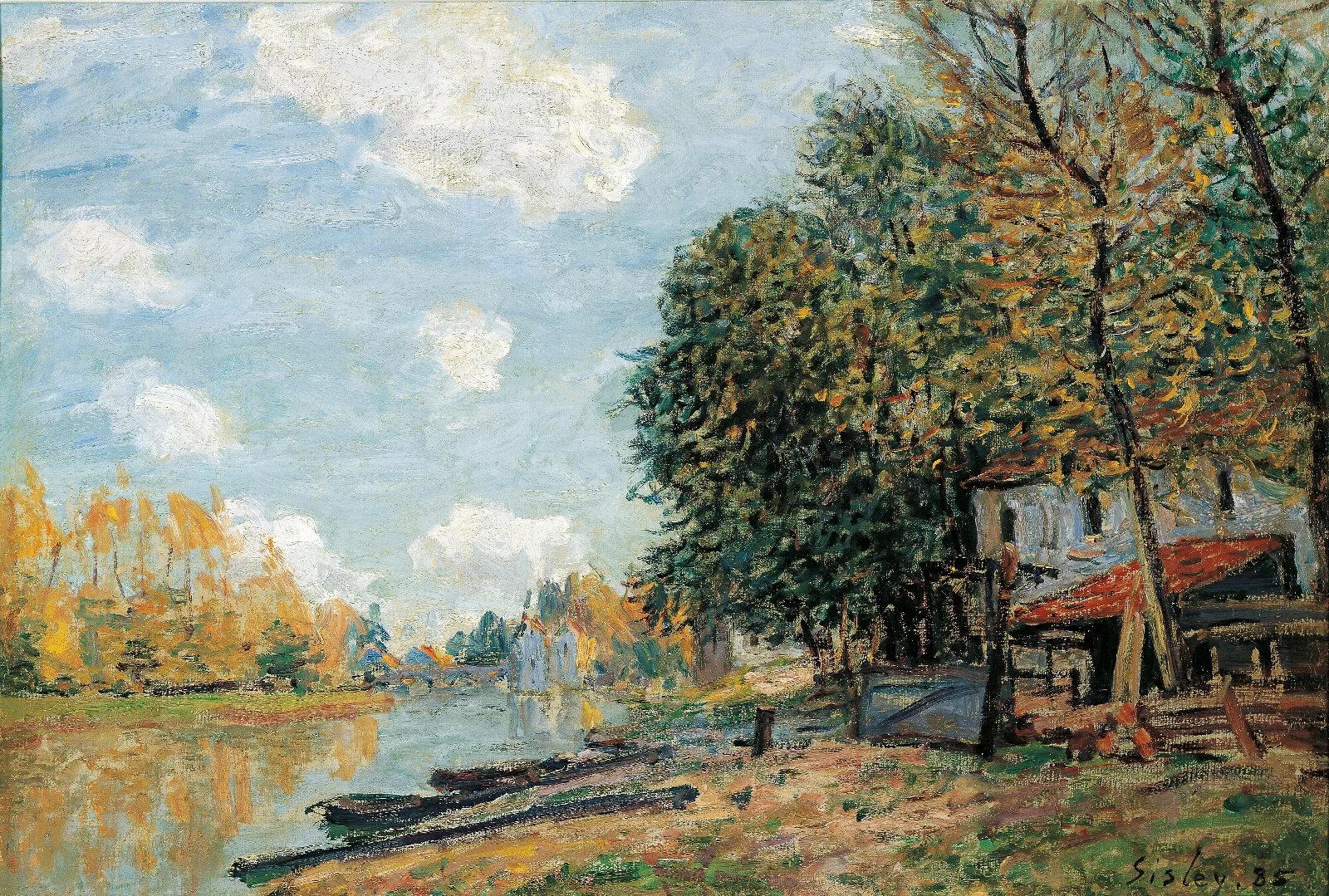 Moret The Banks Of The River Loing Wall Art by Alfred Sisley - Canvas Print