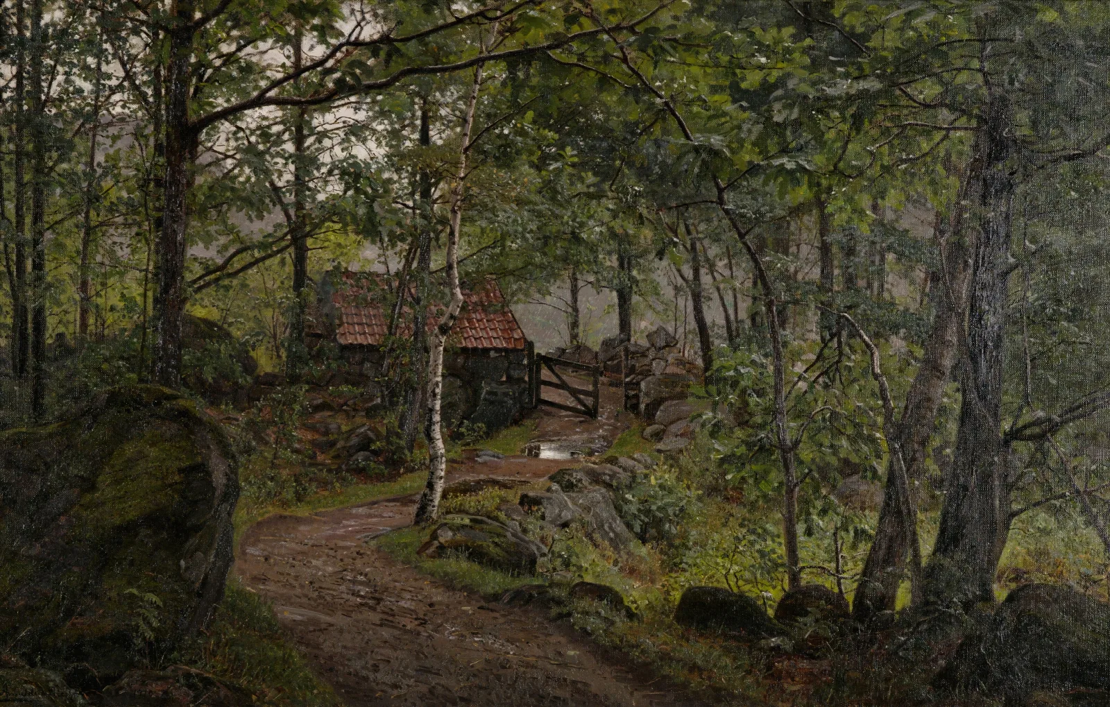 Under Traerne Hoven Ved Mandal Wall Art by Amaldus Nielsen - Canvas Print
