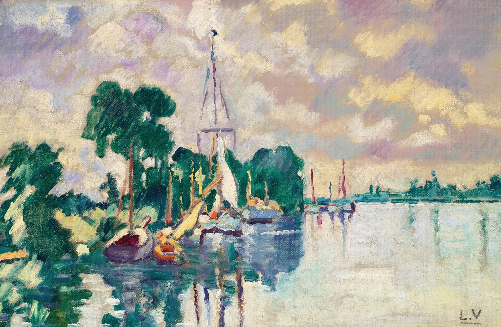 Voiliers A Ouistreham Wall Art by Louis Valtat - Canvas Print