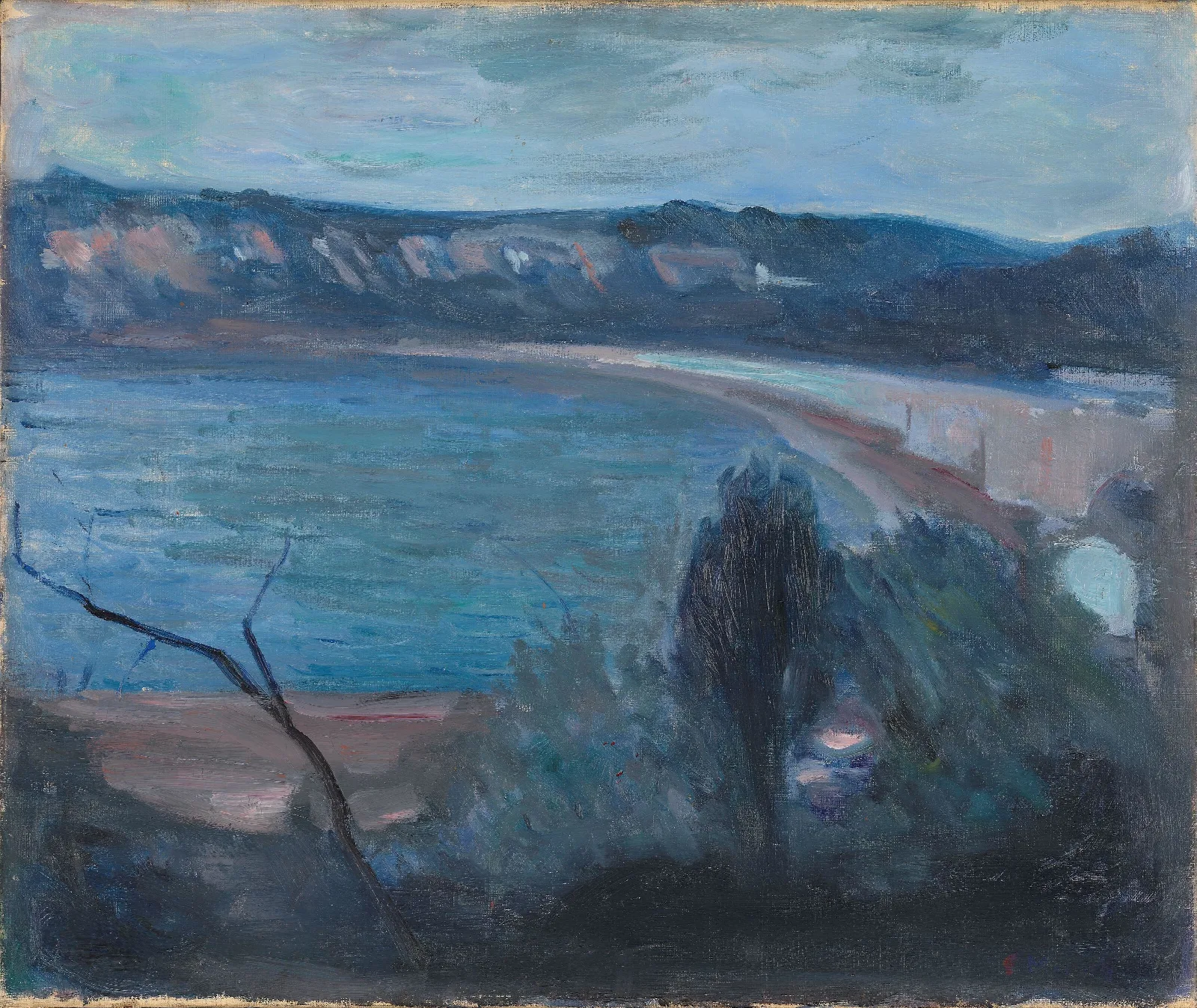 Moonlight By The Mediterranean Wall Art by Edvard Munch - Canvas Print