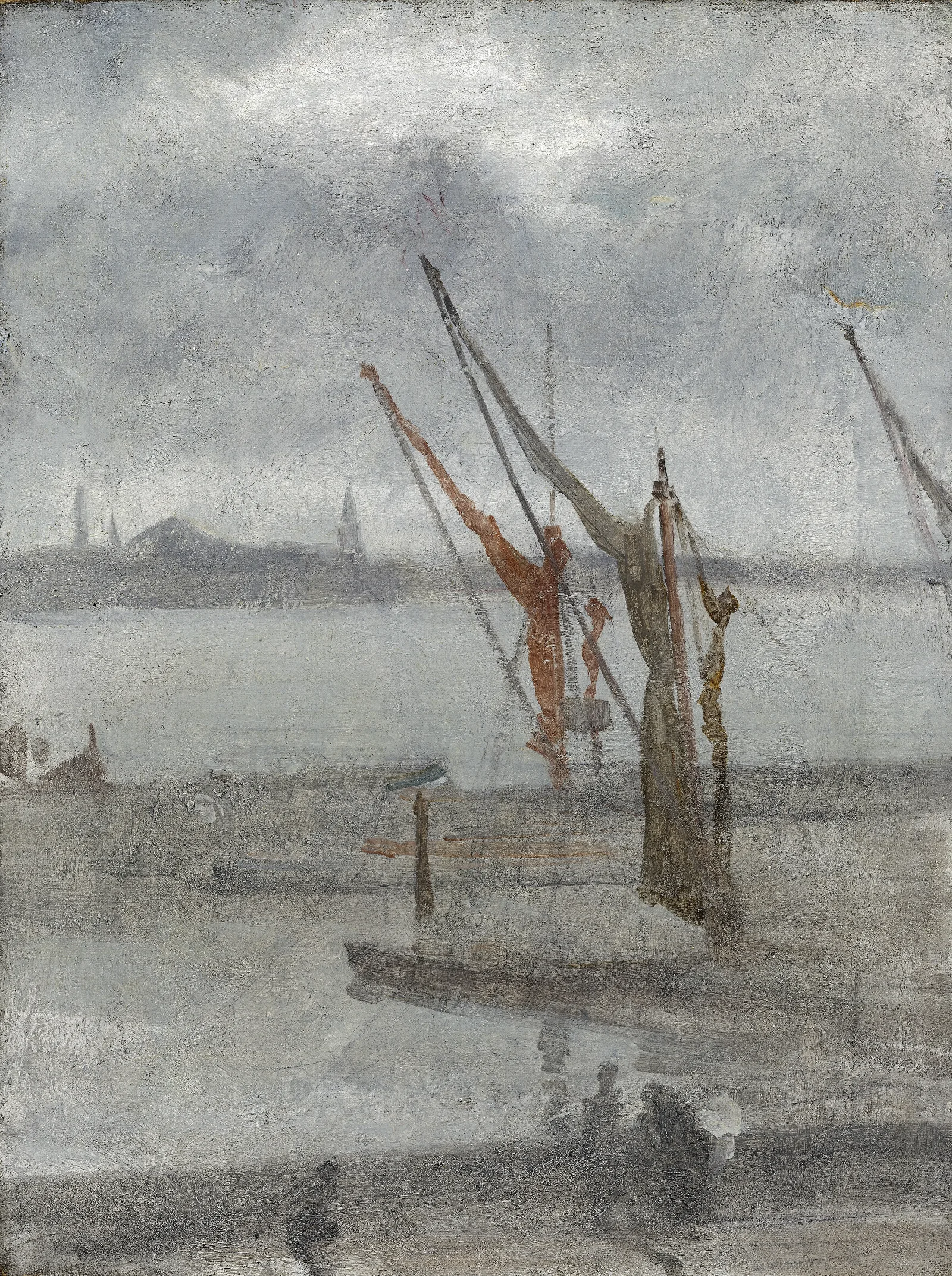Grey And Silver Chelsea Wharf Wall Art by James Abbott McNeill Whistler - Canvas Print