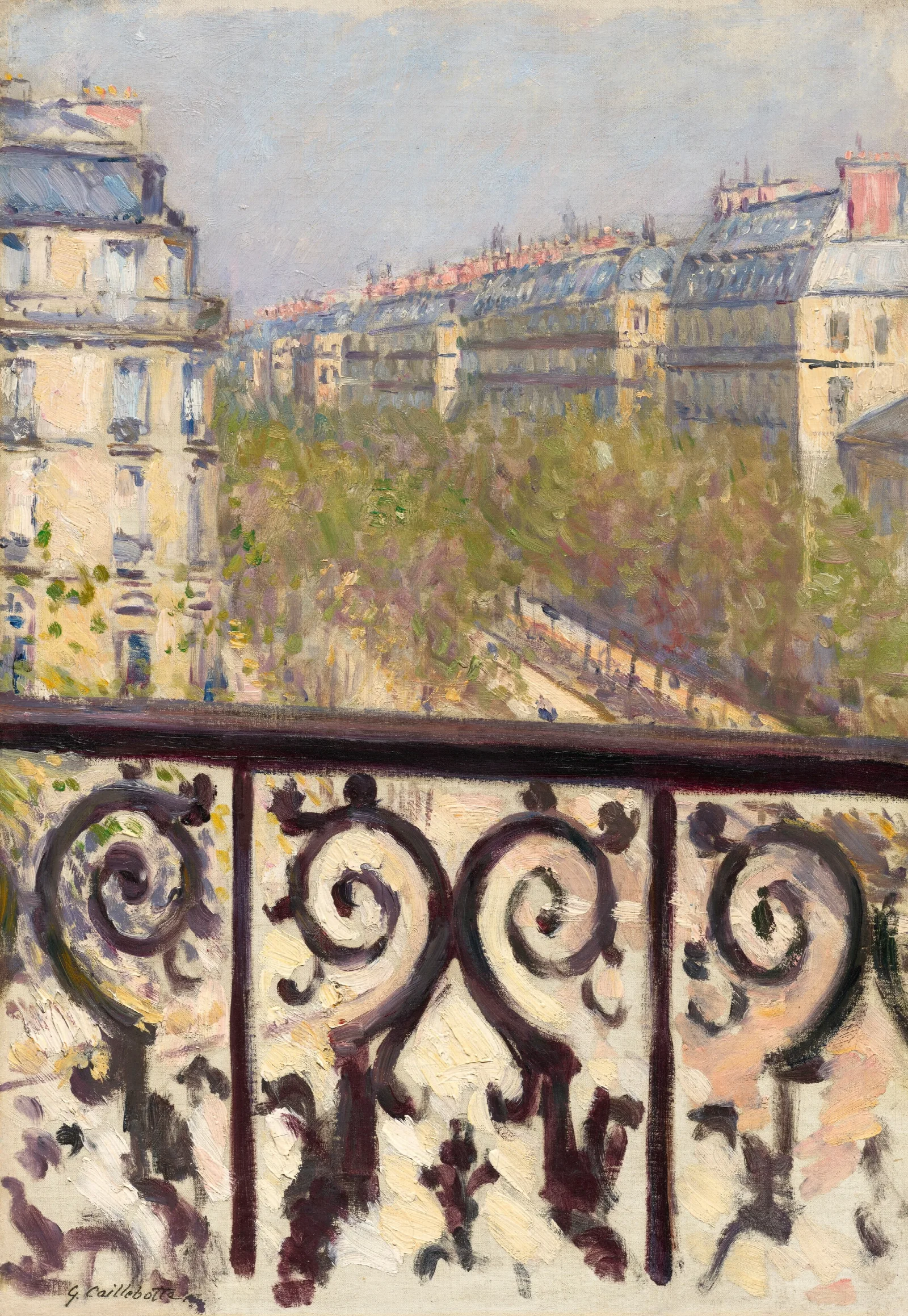 Un Balcon Boulevard Haussmann Wall Art by Gustave Caillebotte - Canvas Print