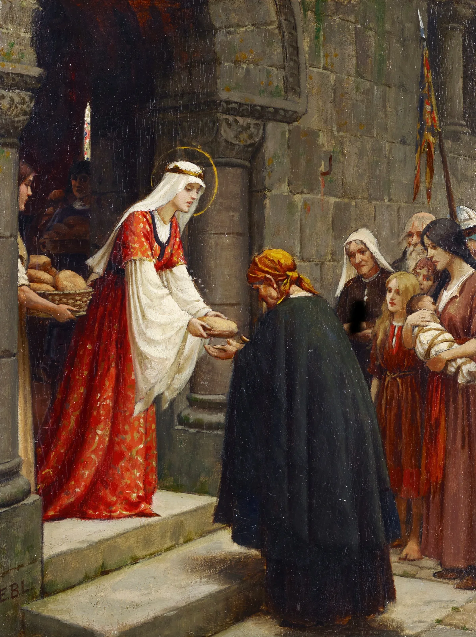 The Charity Of Saint Elizabeth Of Hungary Wall Art by Edmund Blair Leighton - Canvas Print