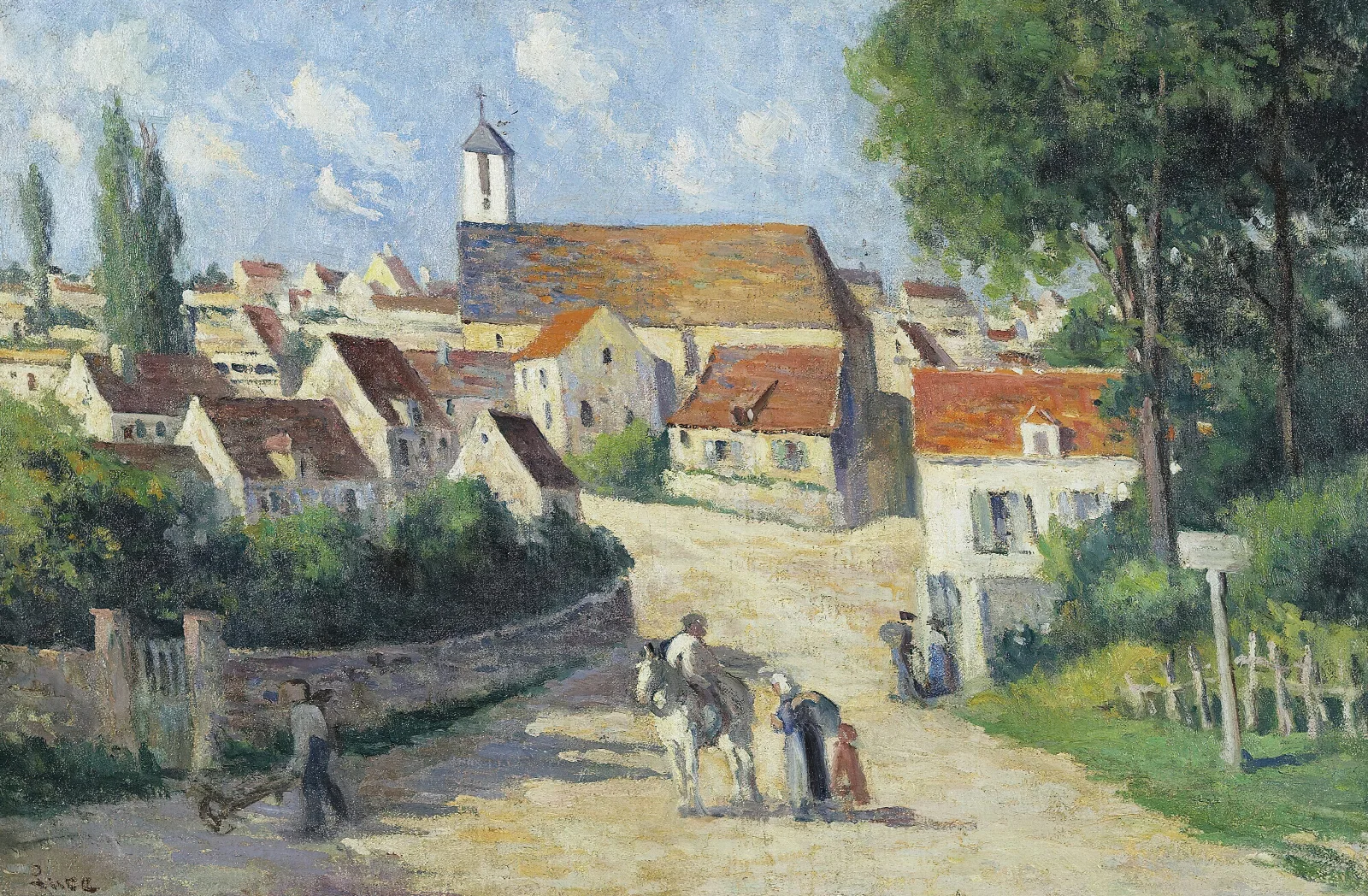 Guernes La Rue De Village Wall Art by Maximilien Luce - Canvas Print