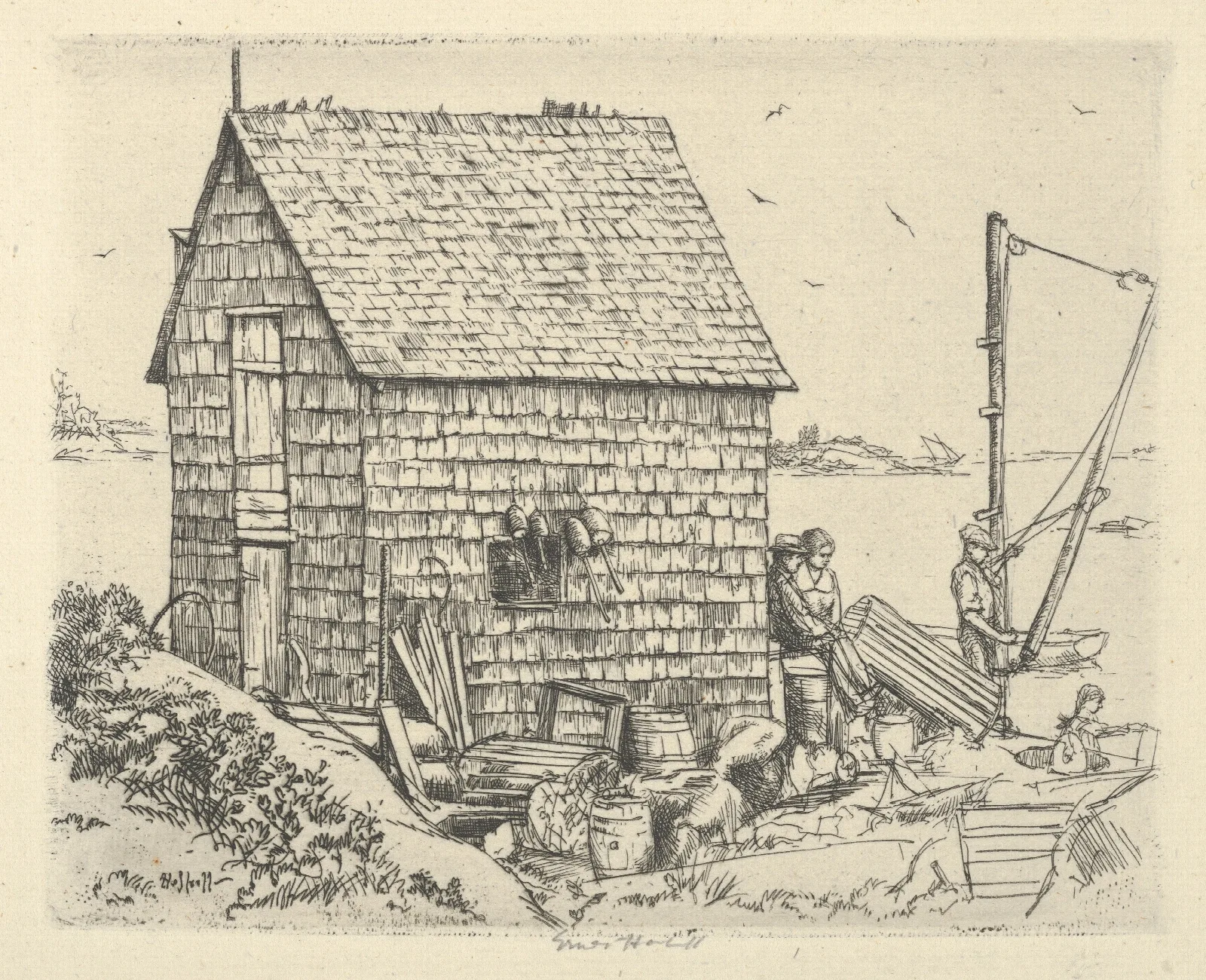 Fish House Idyll Wall Art by Ernest Haskell - Canvas Print