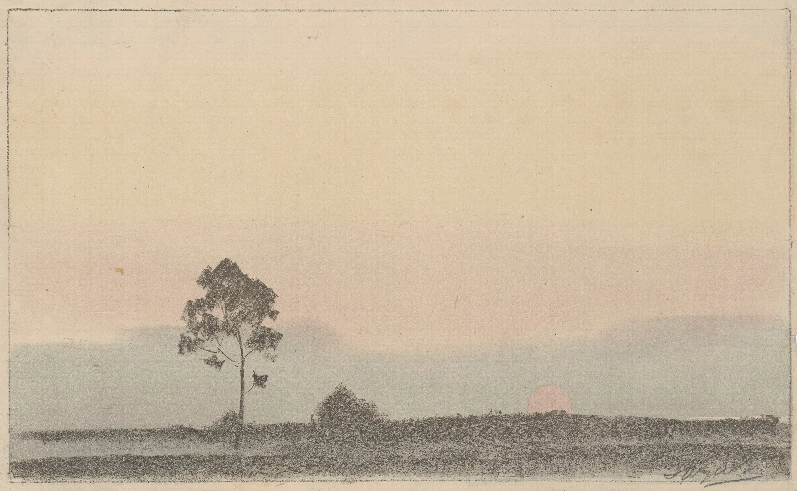 Landscape With A Lonely Pine Tree At Sunset Wall Art by Leon Wyczółkowski - Canvas Print
