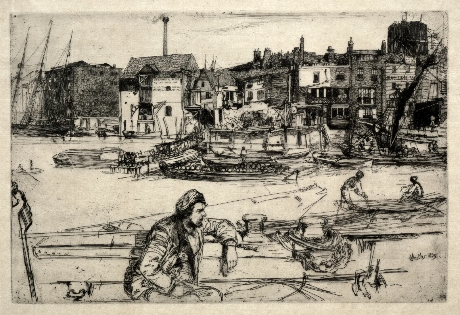 Black Lion Wharf 2 Wall Art by James Abbott McNeill Whistler - Canvas Print