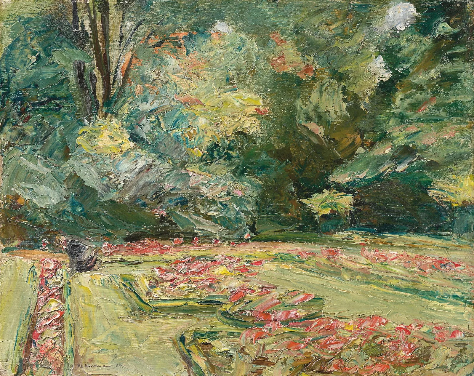 Die Blumenterrasse Im Wannseegarten Nach Norden Wall Art by Max Liebermann - Canvas Print