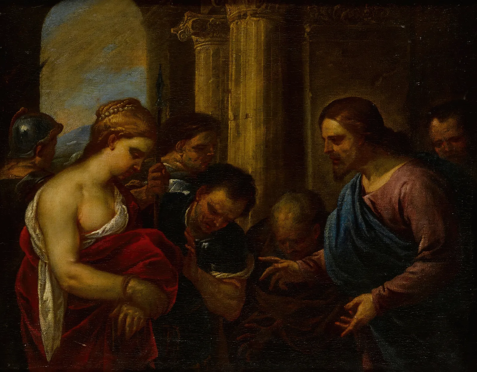 Christ And The Adulteress 8 Wall Art by Luca Giordano - Canvas Print
