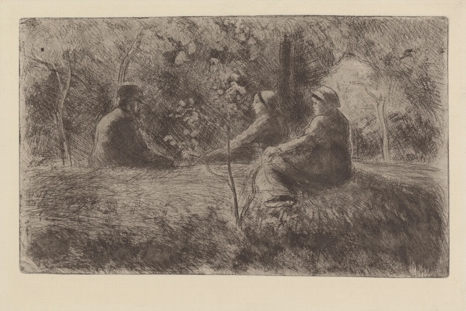 Repos Du Dimanche Dans Le Bois Wall Art by Camille Pissarro - Canvas Print