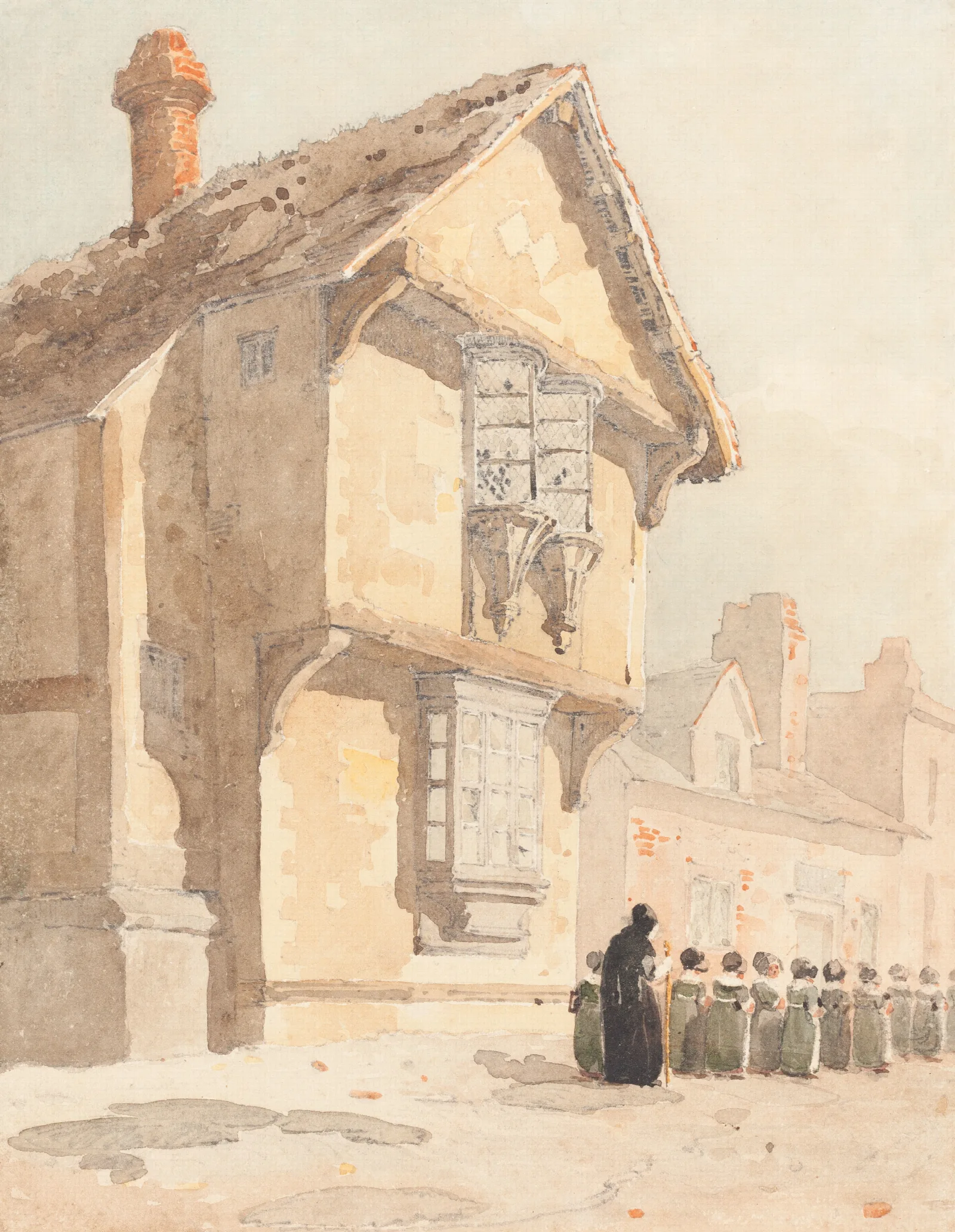 The School Walk Wall Art by David Cox - Canvas Print