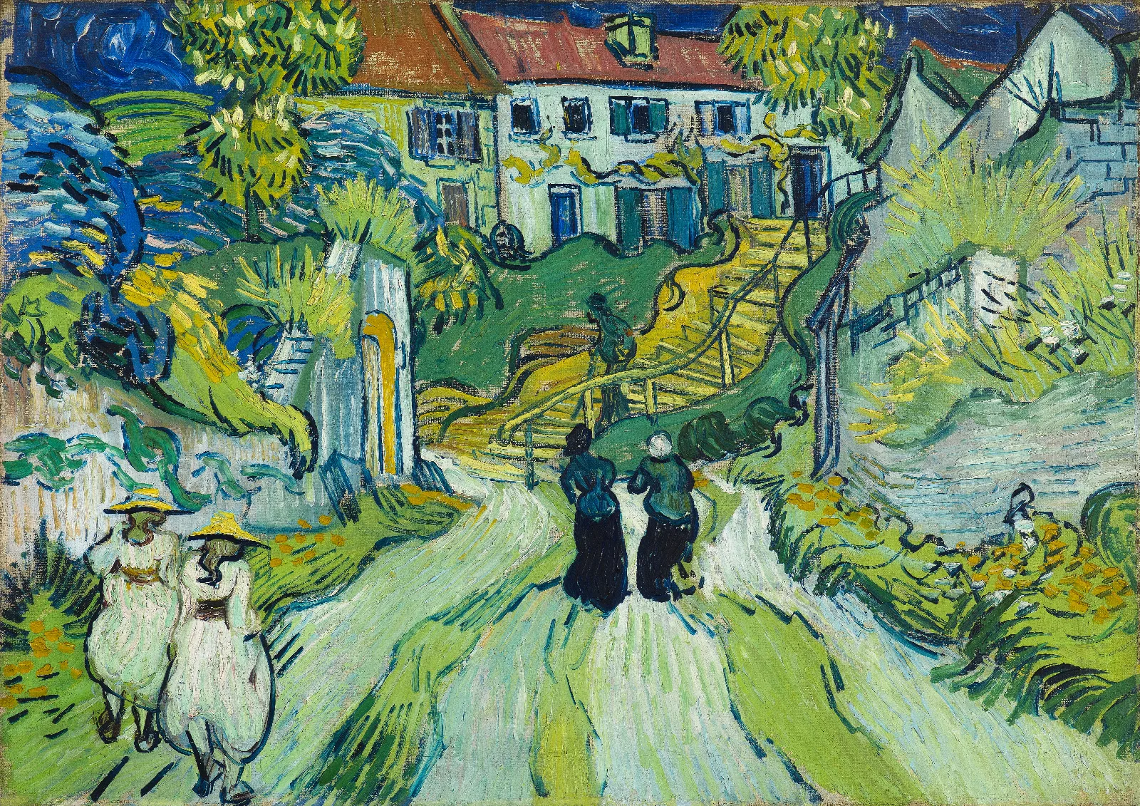 Stairway At Auvers Wall Art by Vincent van Gogh - Canvas Print