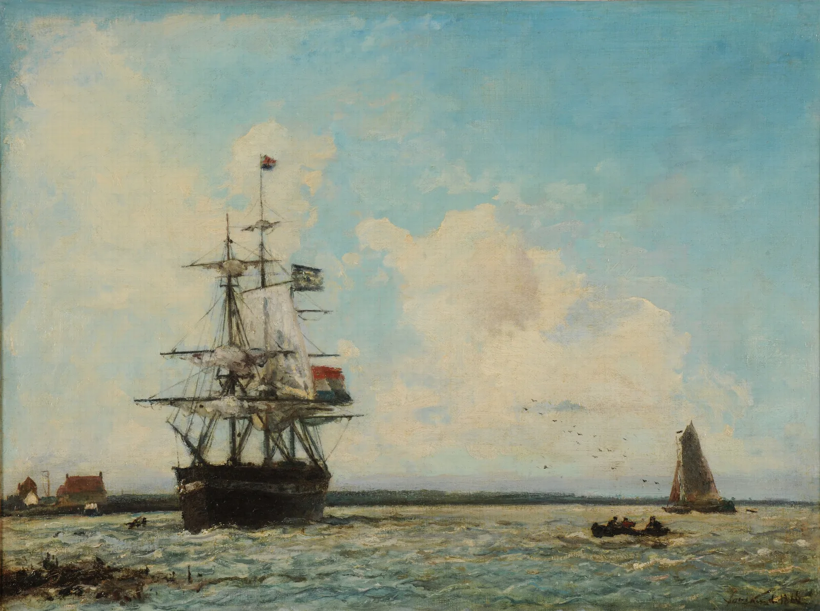 Marine Le Grand Canal De Dordrecht Wall Art by Johan Barthold Jongkind - Canvas Print