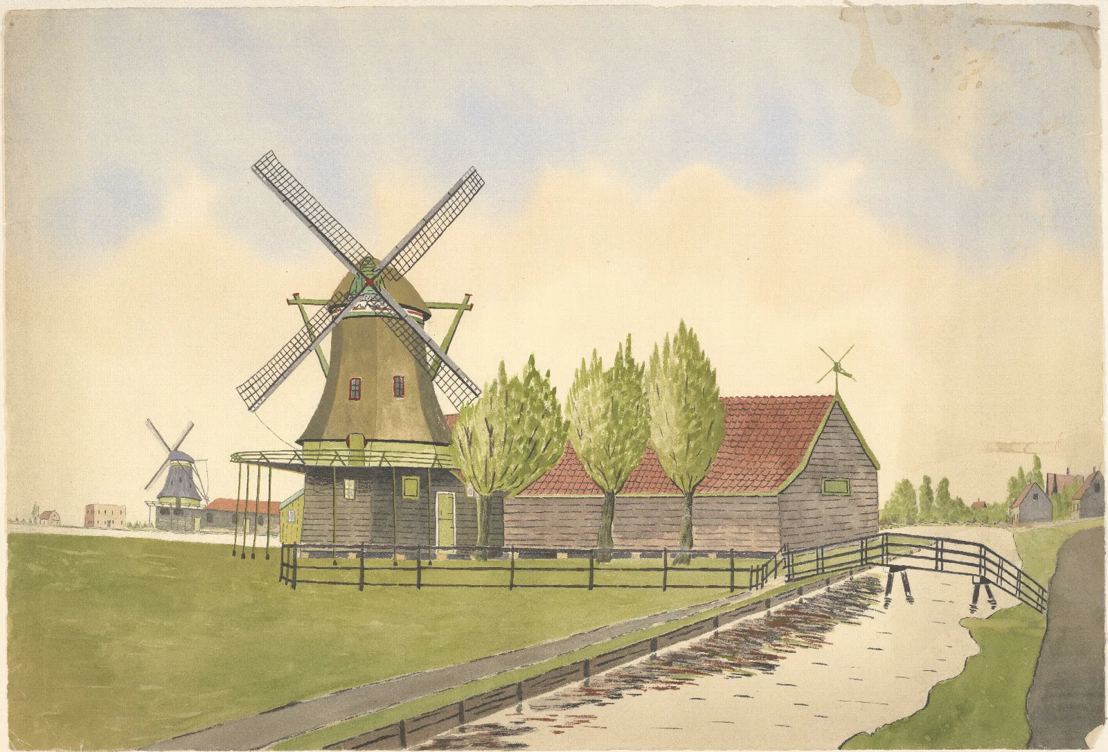 Molen T Kalf Gesloopt 1922 En Oliemolen De Poelsnip 1937 Verbrand Wall Art by Johannes Nicolaas Eijman - Canvas Print