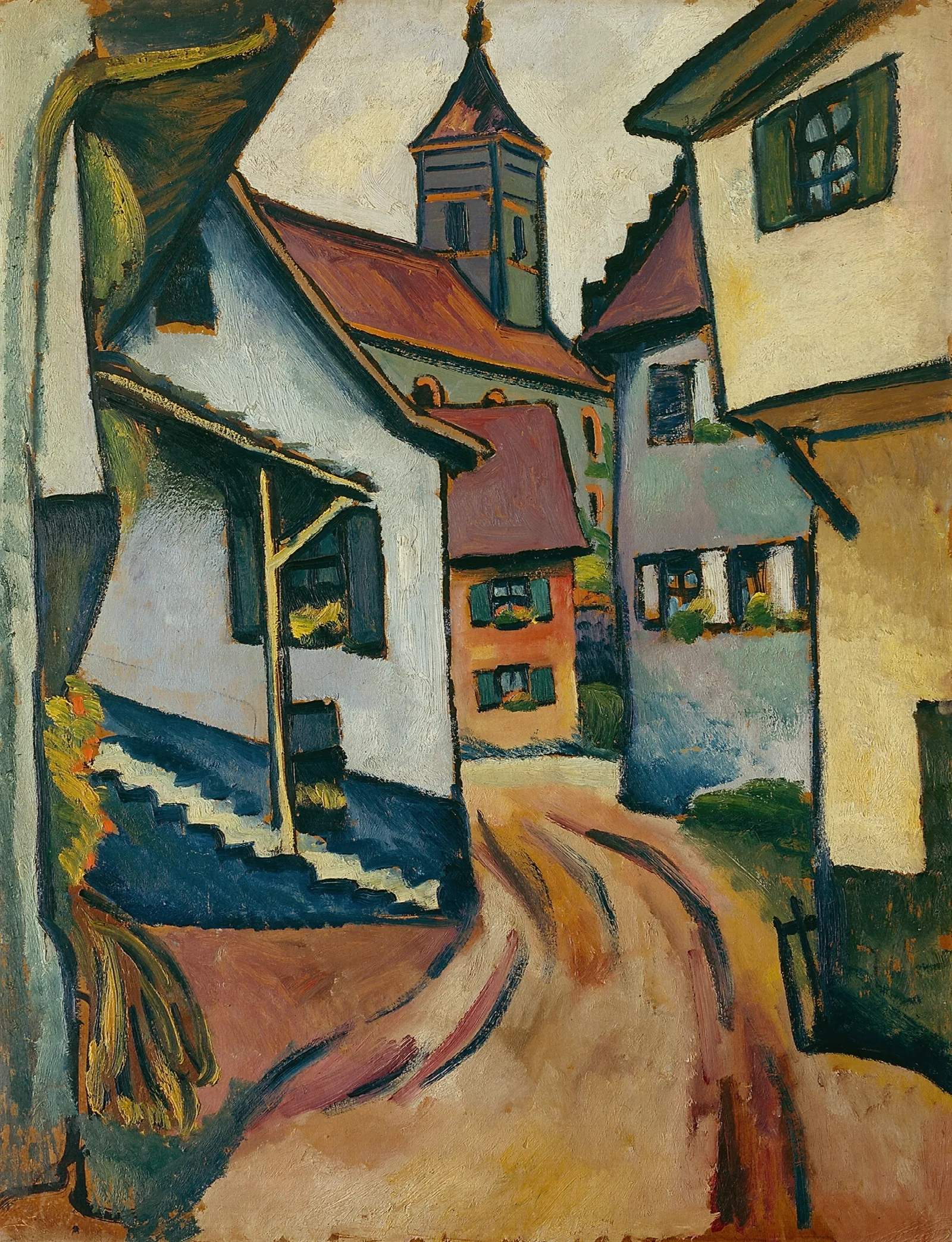 Street With Church In Kandern Wall Art by August Macke - Canvas Print