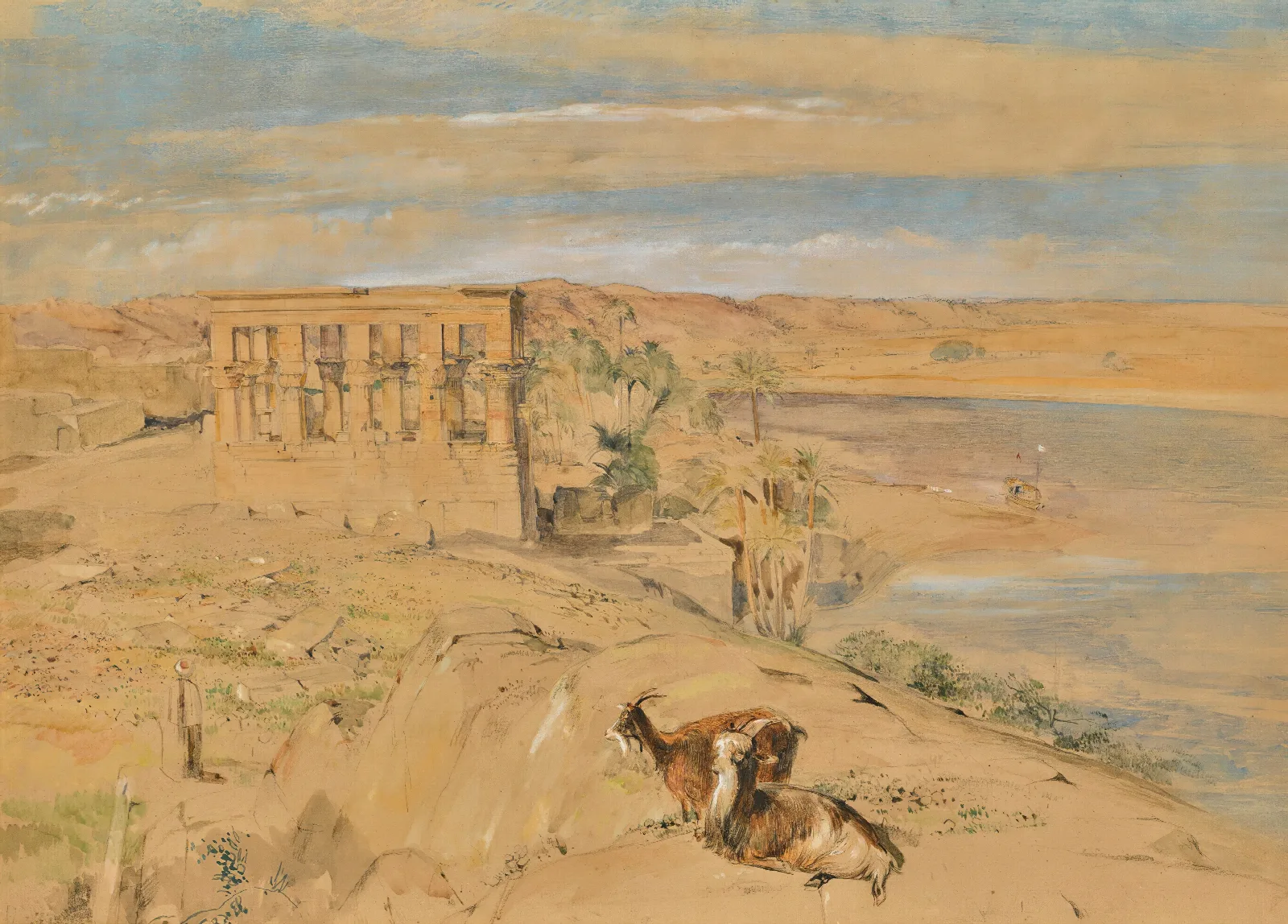 The Hypaethral Temple At Philae Upper Egypt Wall Art by John Frederick Lewis - Canvas Print
