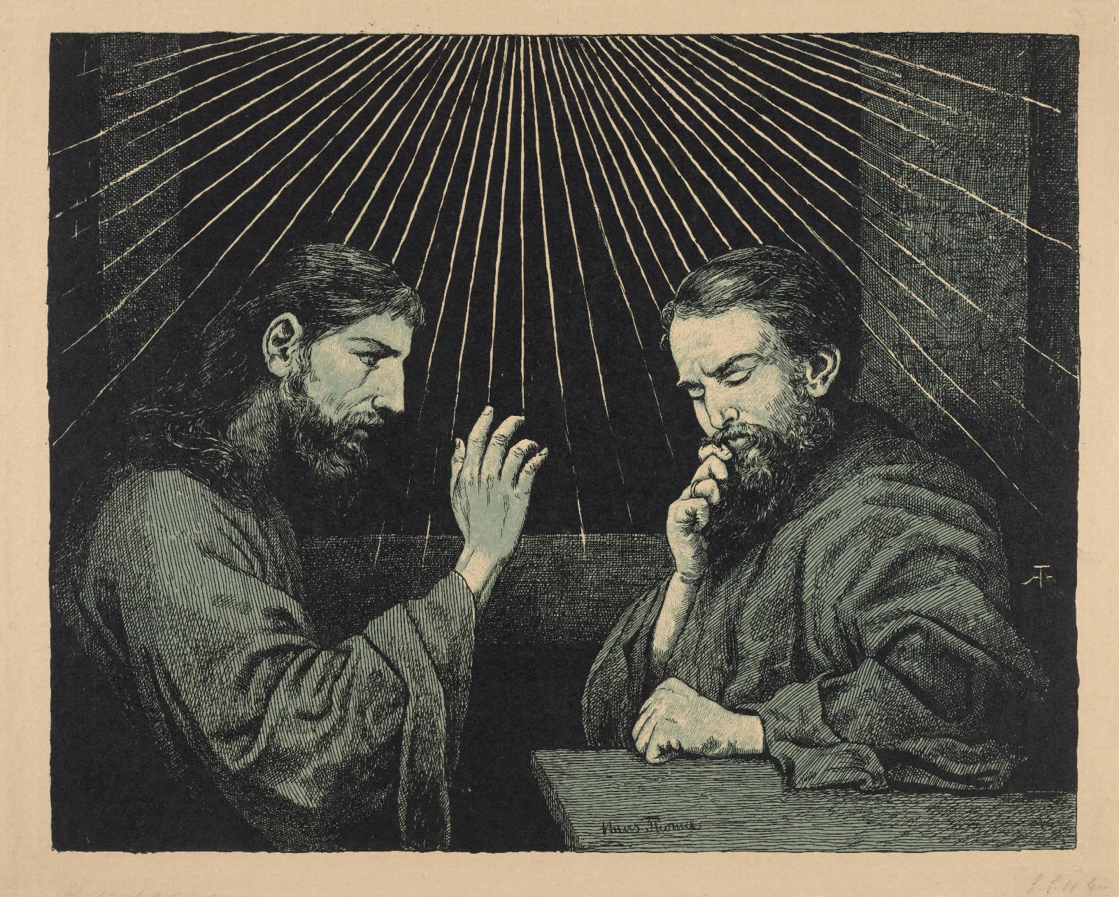 Christ And Nicodemus 5 Wall Art by Hans Thoma - Canvas Print