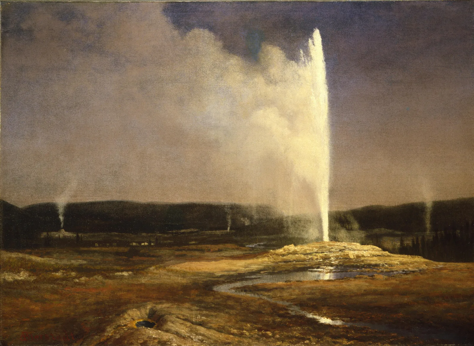 Geysers In Yellowstone Wall Art by Albert Bierstadt - Canvas Print