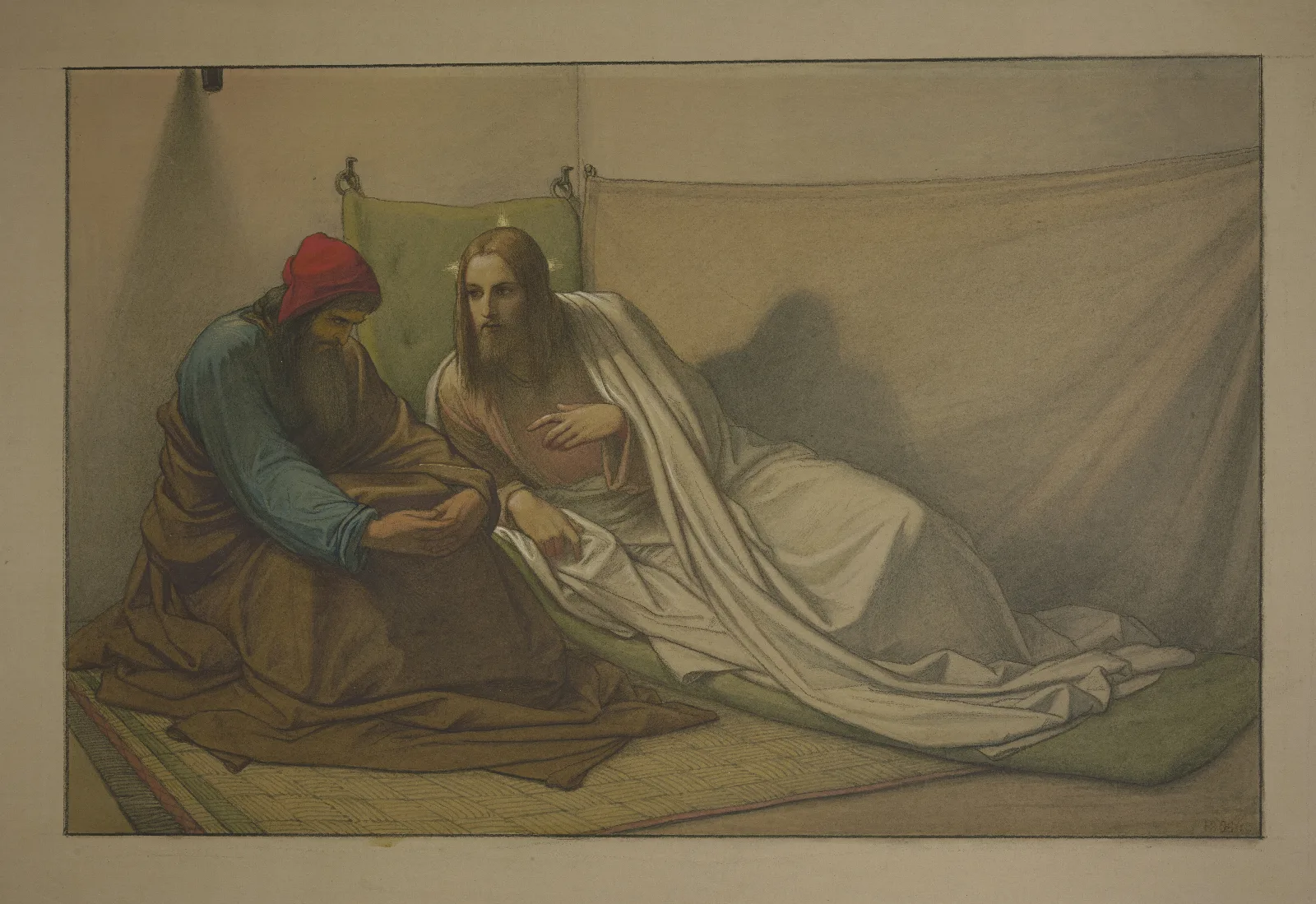 Christ And Nicodemus Wall Art by Eduard von Steinle - Canvas Print