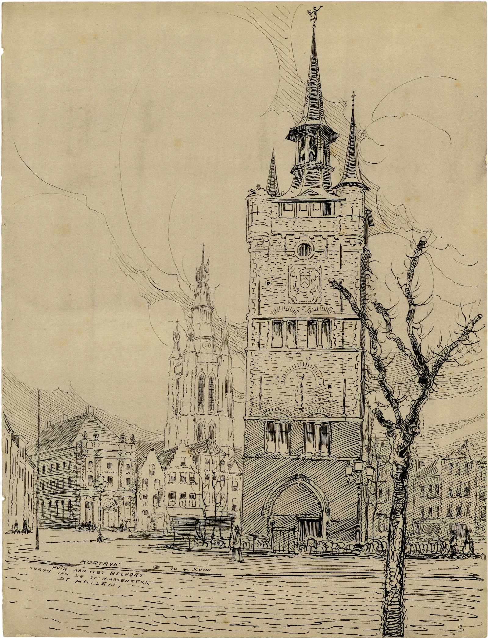 Het Belfort Te Kortrijk Wall Art by Alfred Ost - Canvas Print