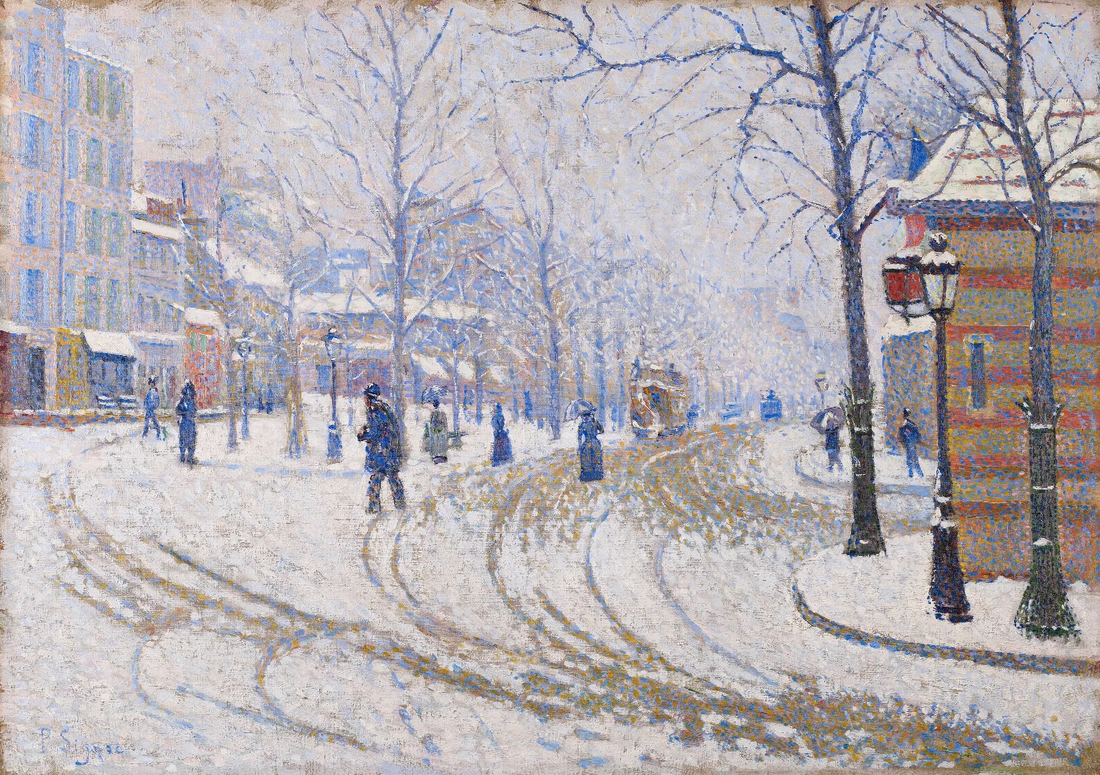 Snow Boulevard De Clichy Paris Wall Art by Paul Signac - Canvas Print