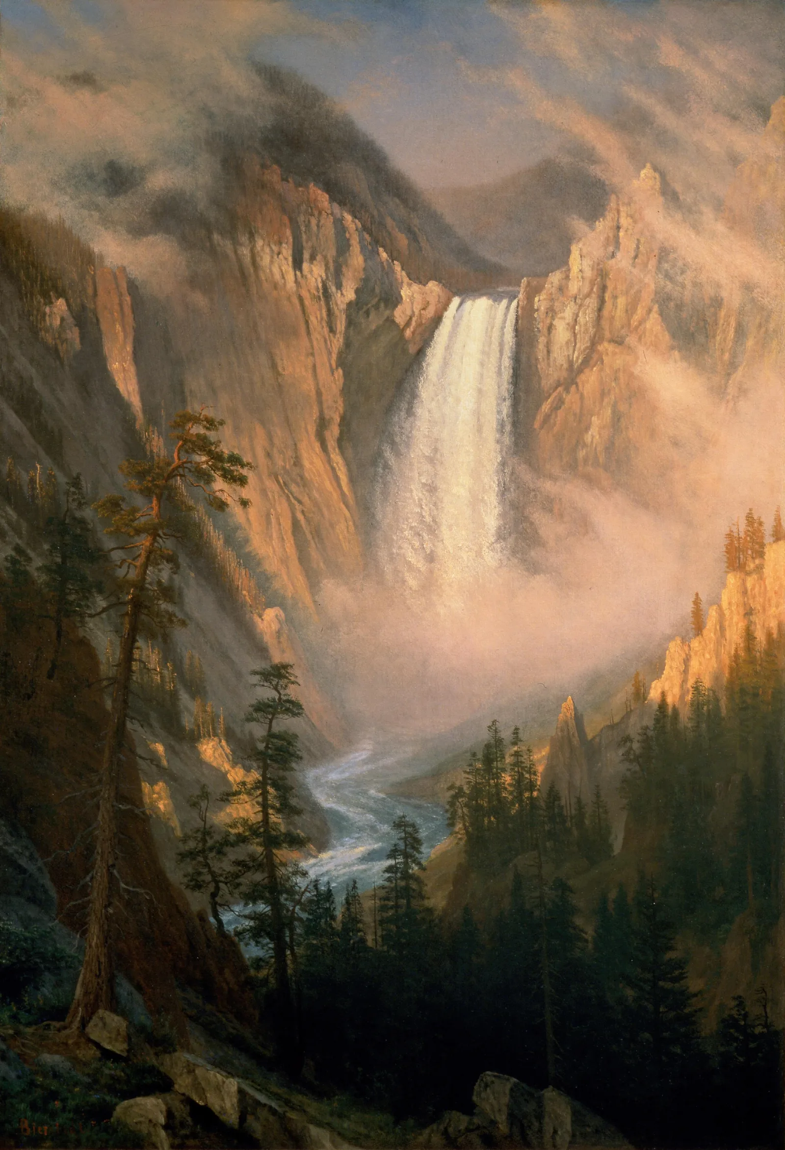 Yellowstone Falls Wall Art by Albert Bierstadt - Canvas Print