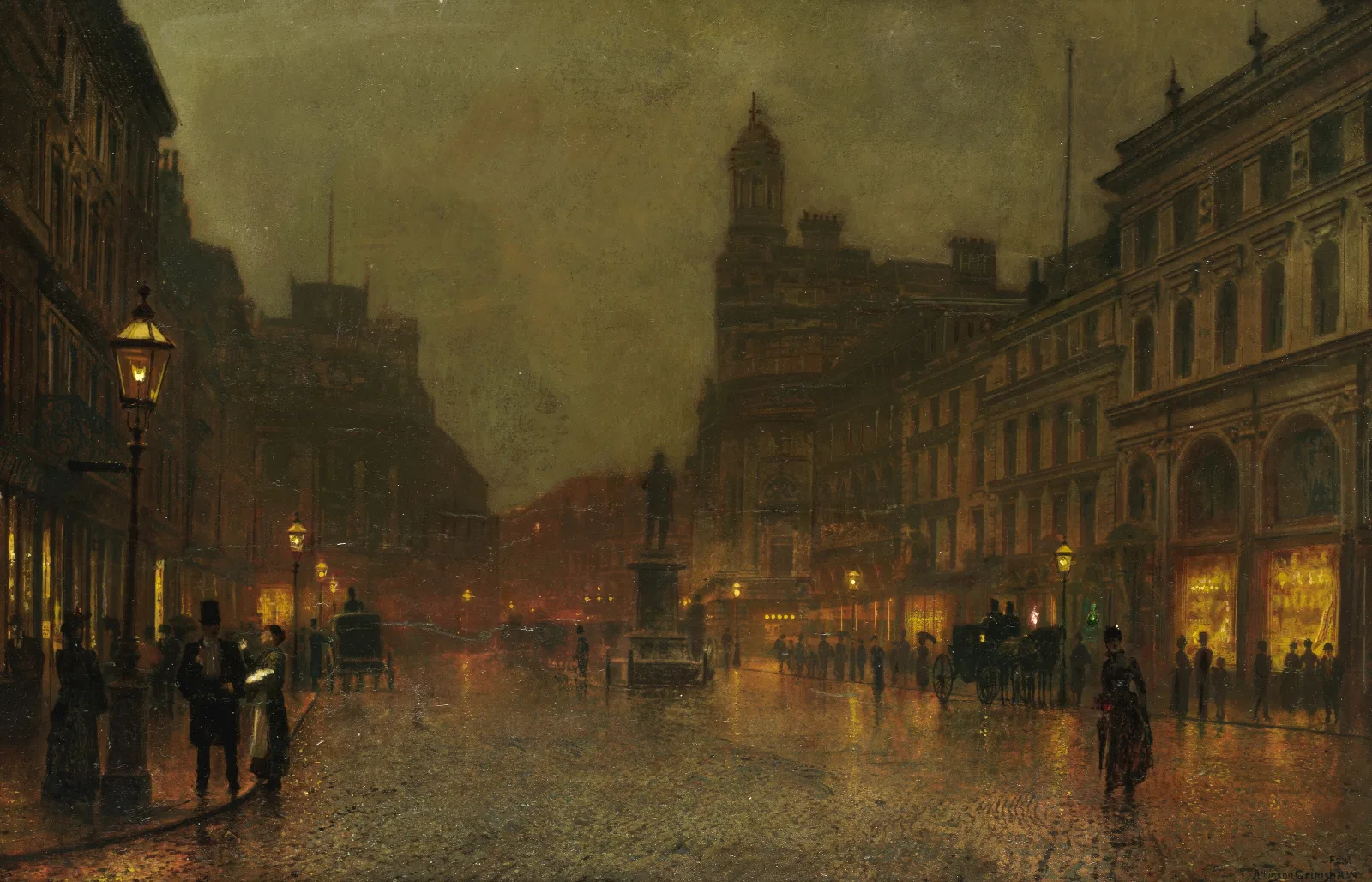 St Anns Square Manchester Wall Art by John Atkinson Grimshaw - Canvas Print