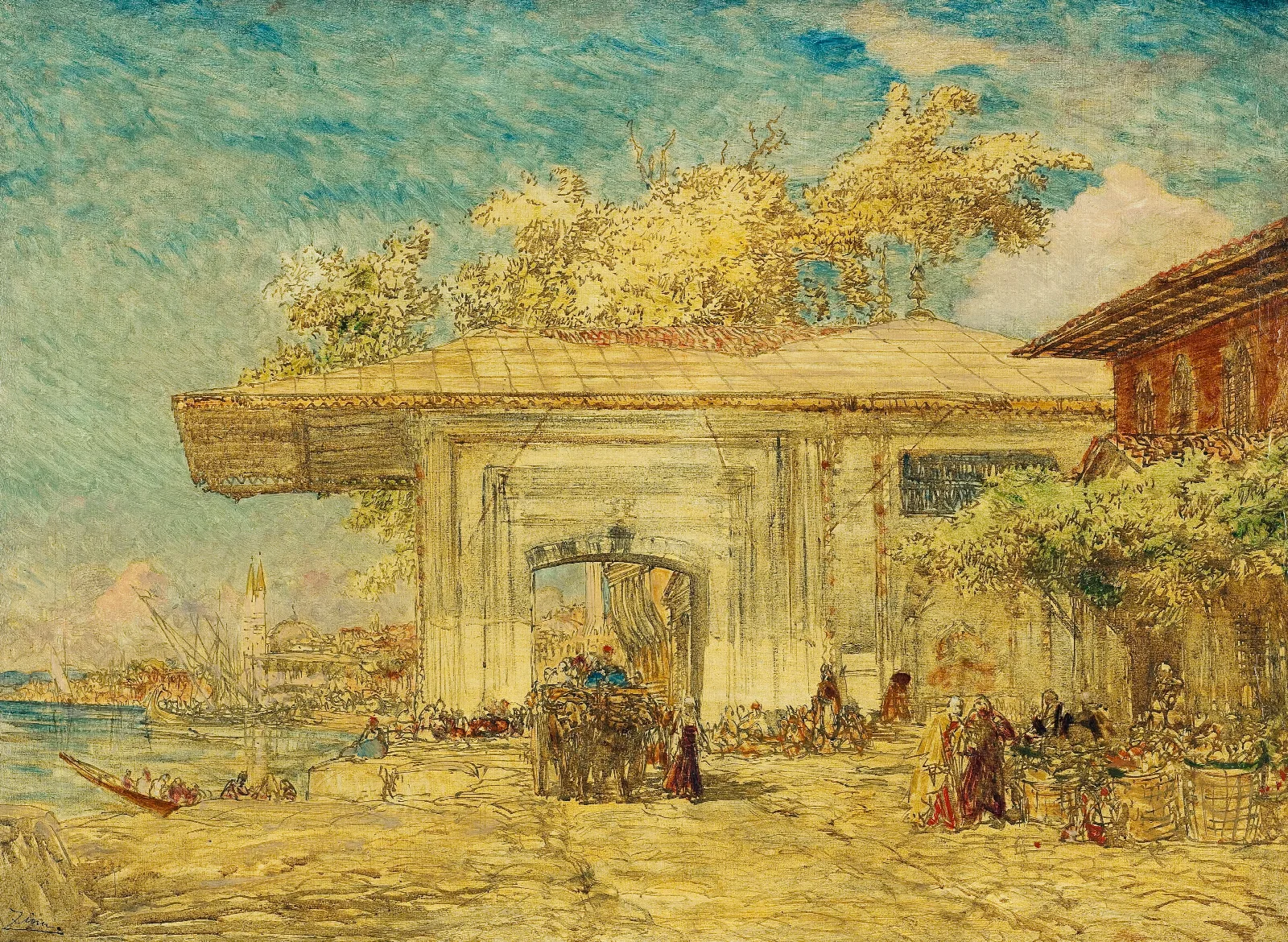 Constantinople Le Kiosque Des Janissaires Wall Art by Félix Ziem - Canvas Print