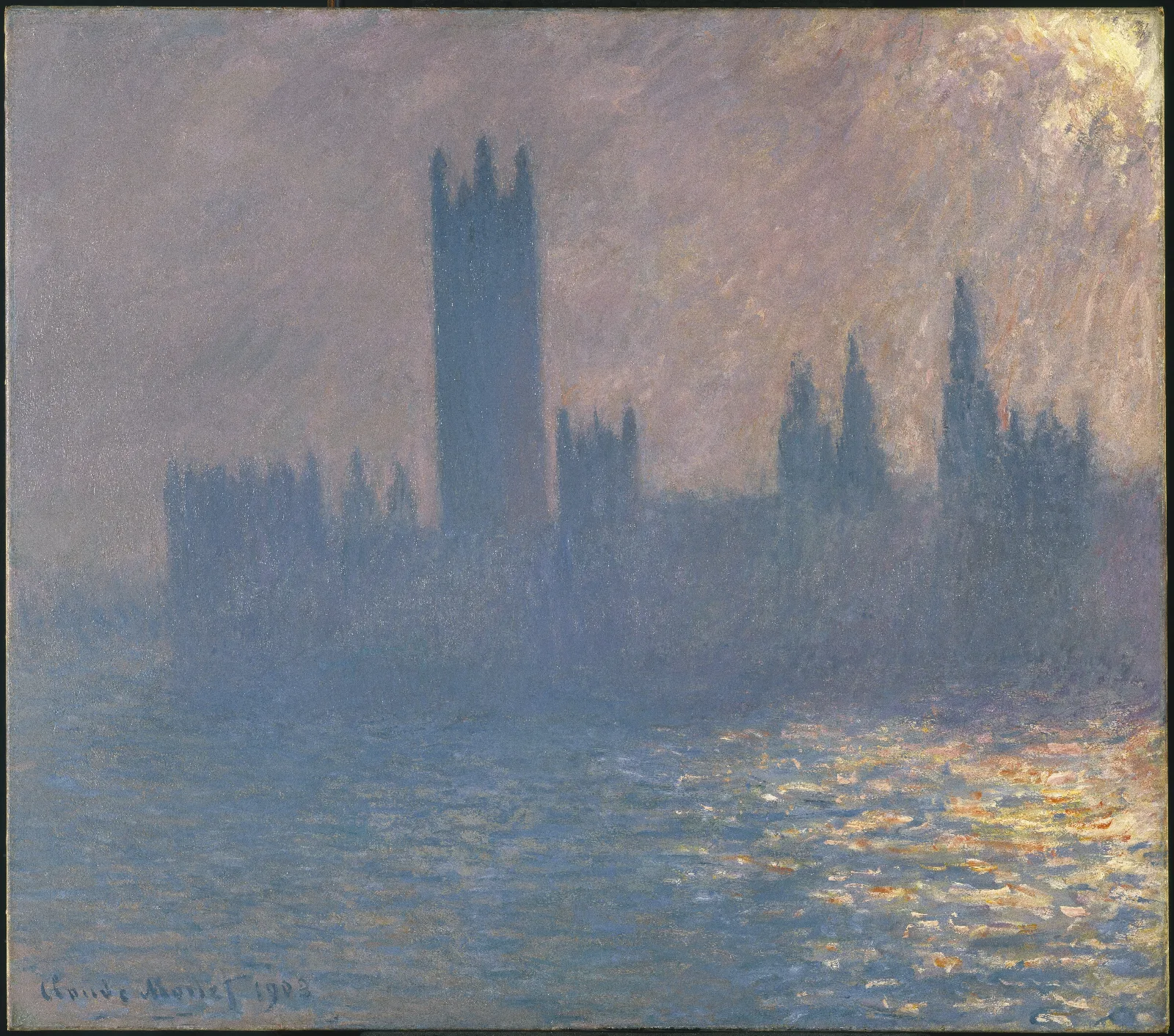 Houses Of Parliament Sunlight Effect Le Parlement Effet De Soleil Wall Art by Claude Monet - Canvas Print